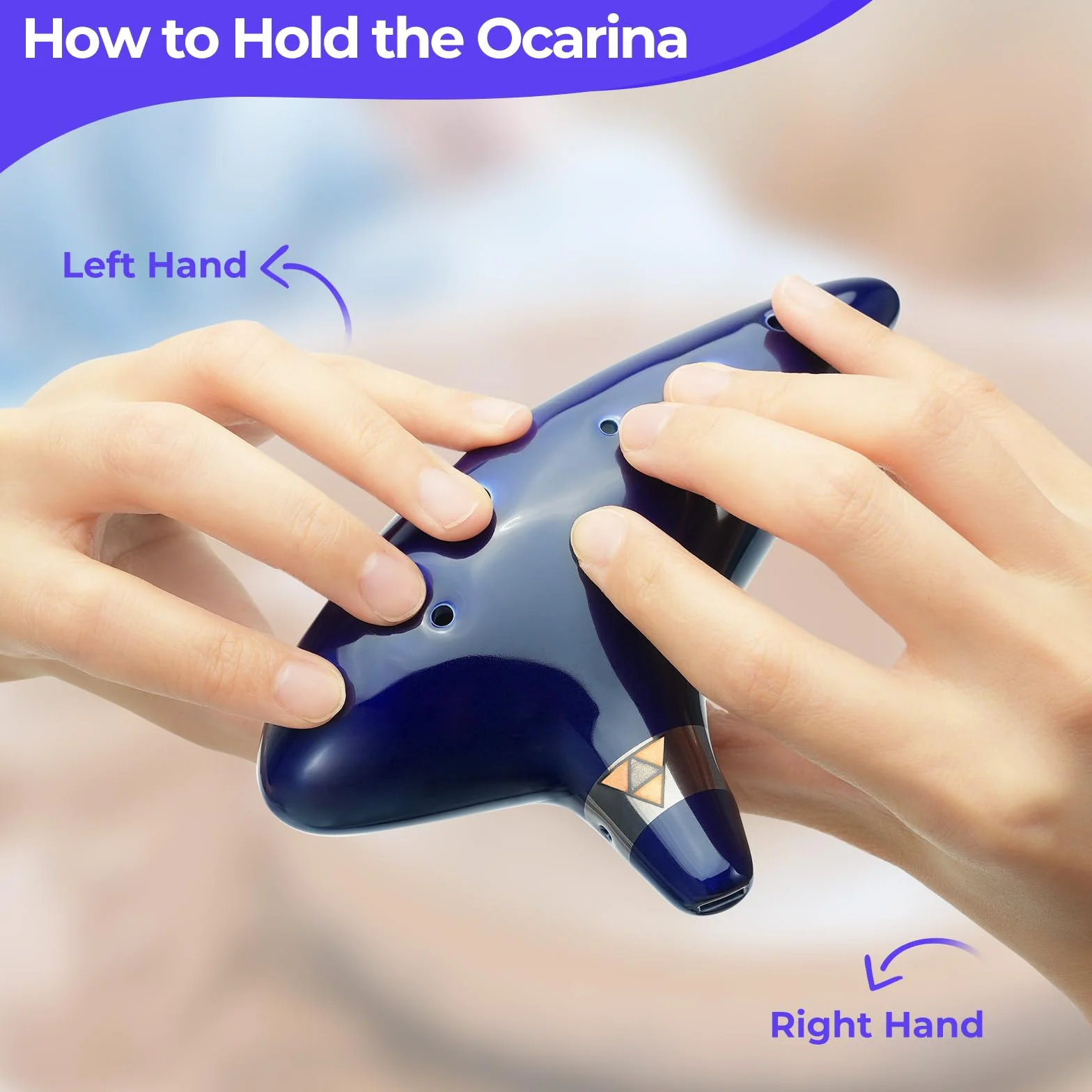 Ohuhu Ocarina 12 Ceramiczny otwór okaryna, Legenda o Zelda Alto C Zelda Ocarinas Instrument z Białym Uchwytem, Lina, Torba & Instrukcja Niebieski