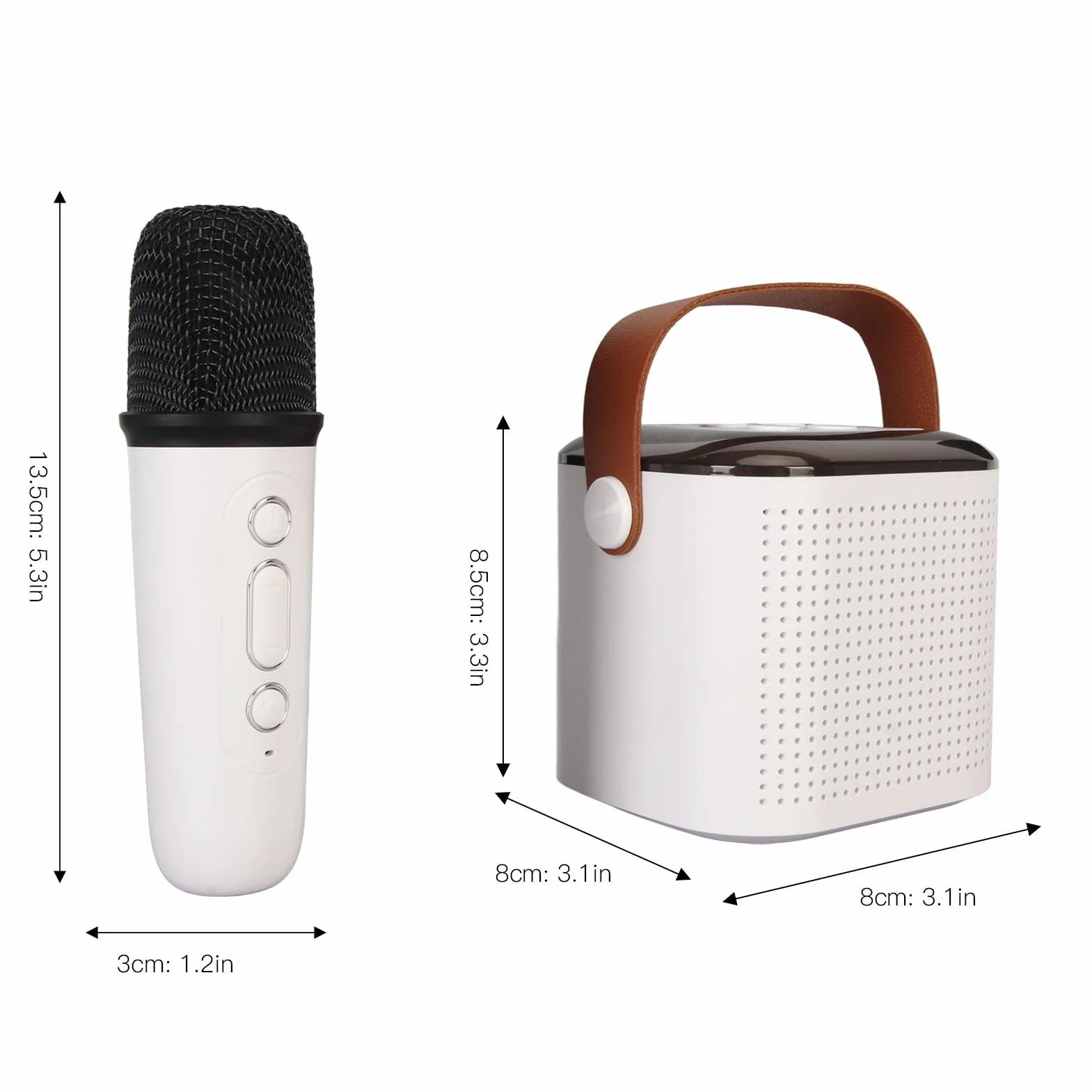 Mini Maszyna do Karaoke, Stereofoniczny Przenośny Głośnik BT z Oświetleniem RGB, Przenośny Zestaw do Karaoke z 2 Mikrofonami Bezprzewodowymi Preferowany Poziom Amatorstwa (White)