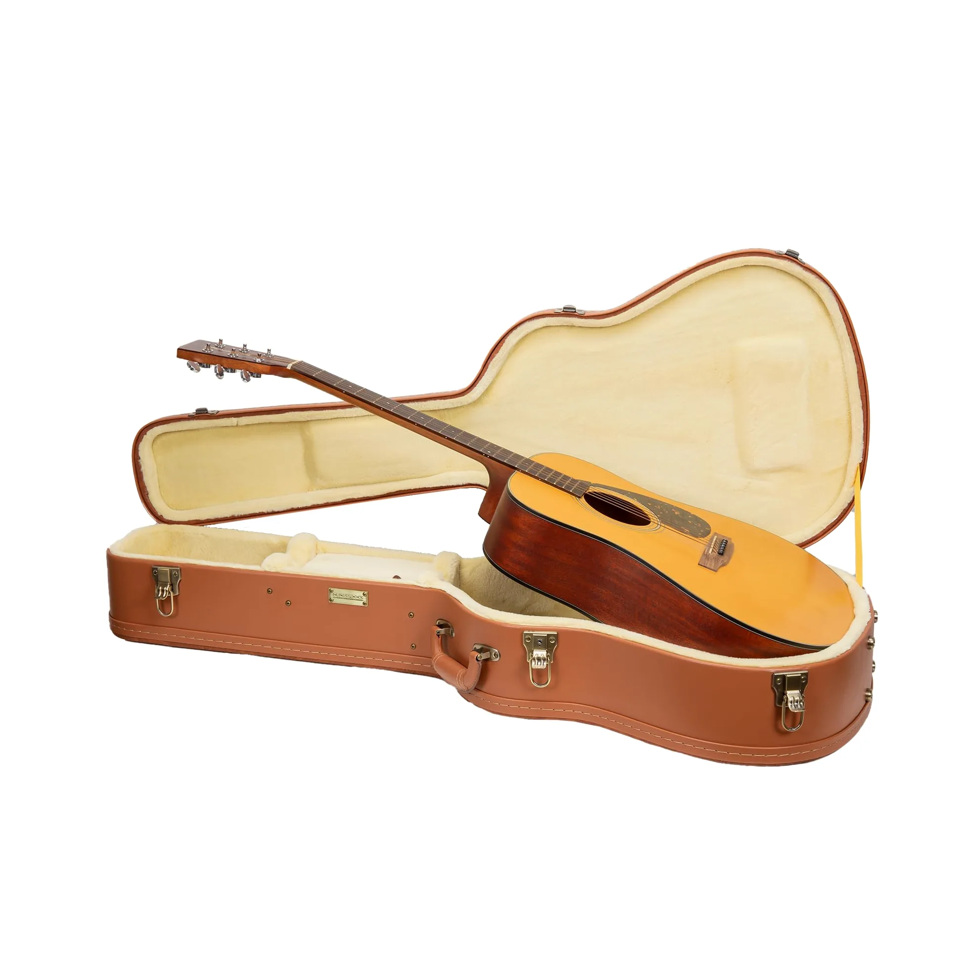 Crossrock Seria Relief - drewniana obudowa do gitary Gibson Acoustic i Martin Dreadnought, z wysoce teksturowaną powierzchnią, imitacja polaru z norek, zatrzaski ze stali nierdzewnej - czerwone drewno