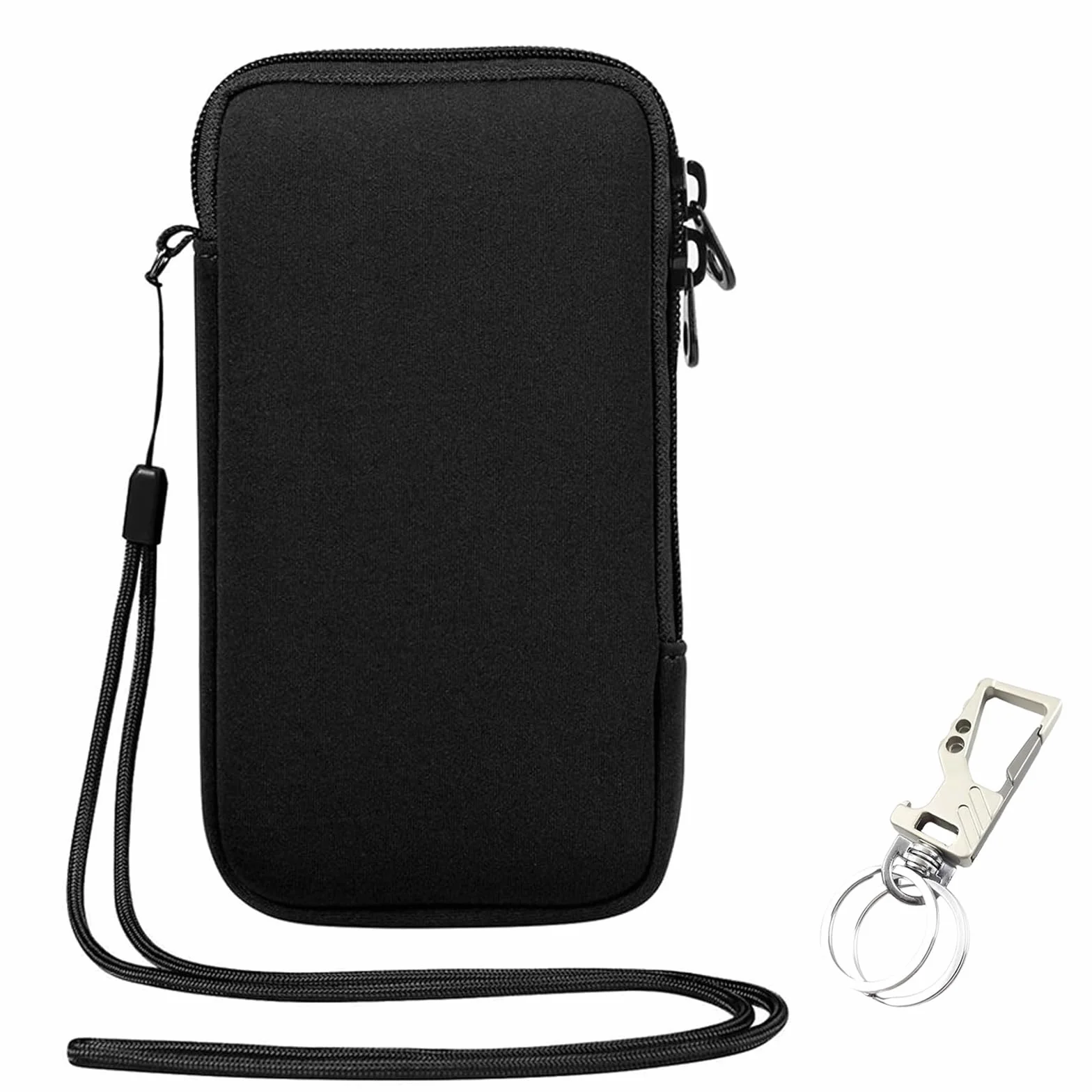 ZhouWei Etui na telefon komórkowy do smartfonów, 18,5 x 10 cm, uniwersalne etui z neoprenu, etui na telefon komórkowy ze sznurkiem i brelokiem do kluczy, do iPhone'a, Samsunga, Galaxy Google Pixel
