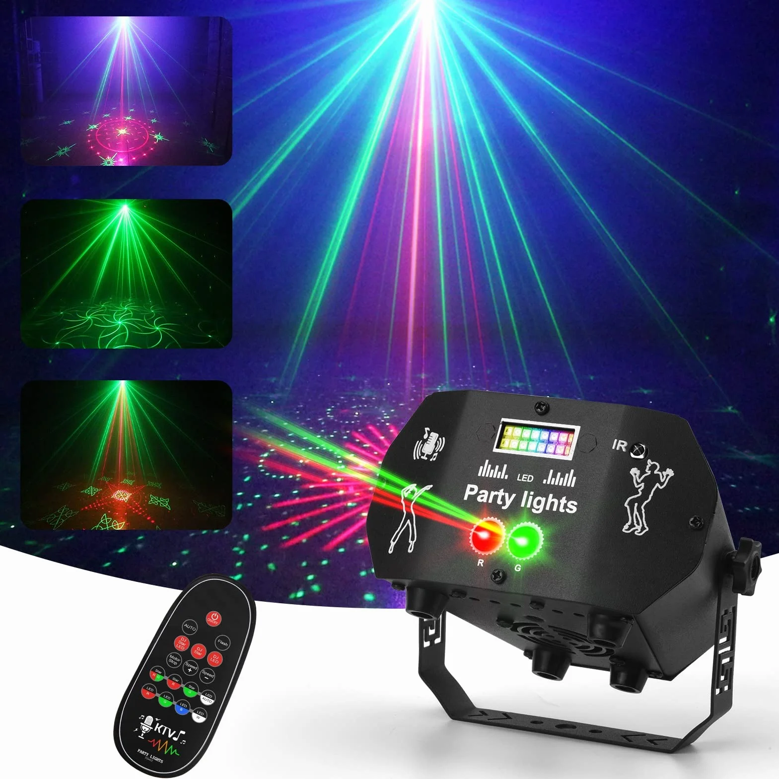 Nigecue Oświetlenie dyskotekowe z pilotem zdalnego sterowania, sterowane muzyką, światło dyskotekowe ze stroboskopem, sterowane głosem LED, kula dyskotekowa z kablem USB 2 m, na Halloween, Boże