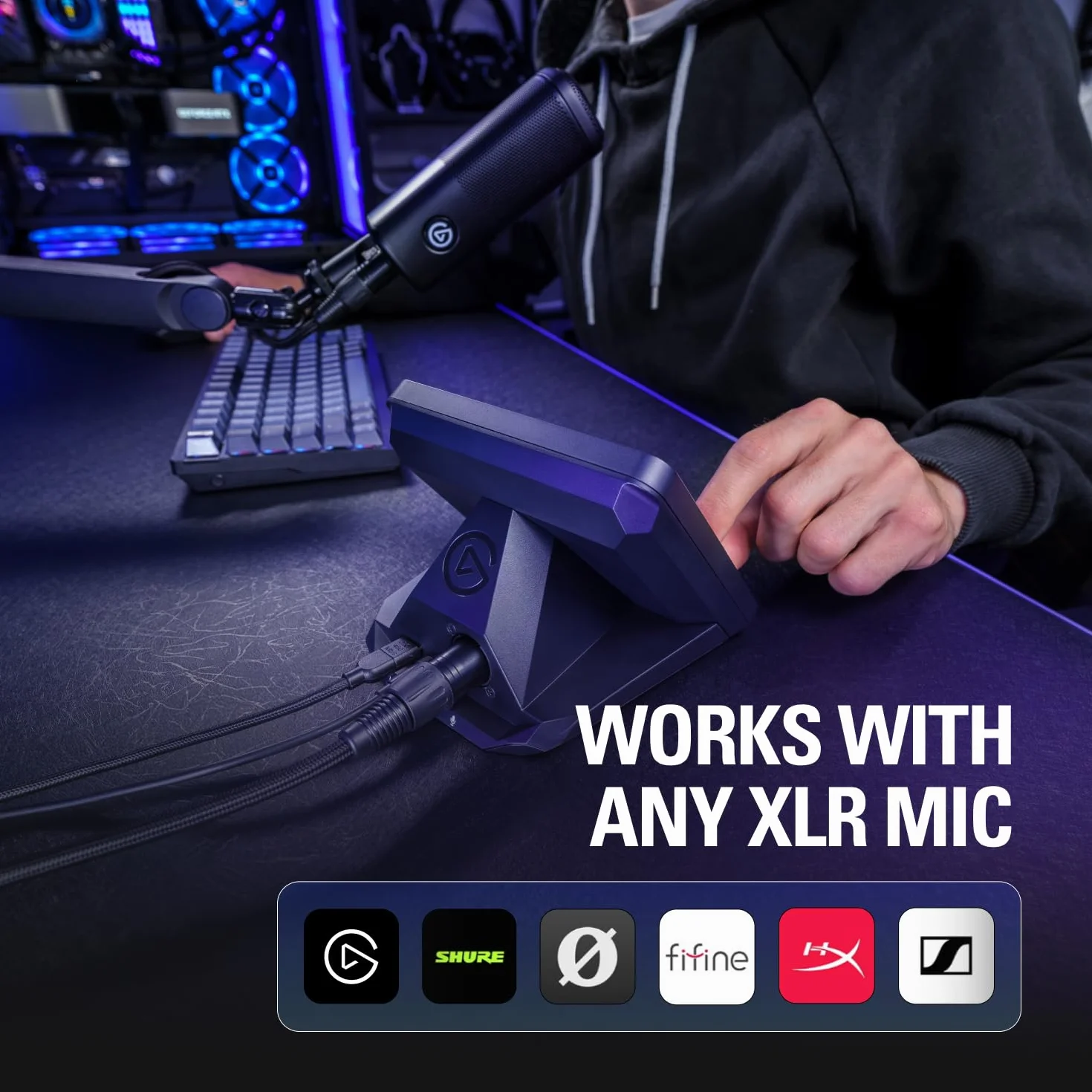 Elgato XLR Dock MK.2 - Interfejs audio do Stream Deck +, wzmocnienie 80dB, zasilanie Phantom, Clipguard 2.0, efekty DSP, USB-C, współpracuje z dowolnym mikrofonem XLR