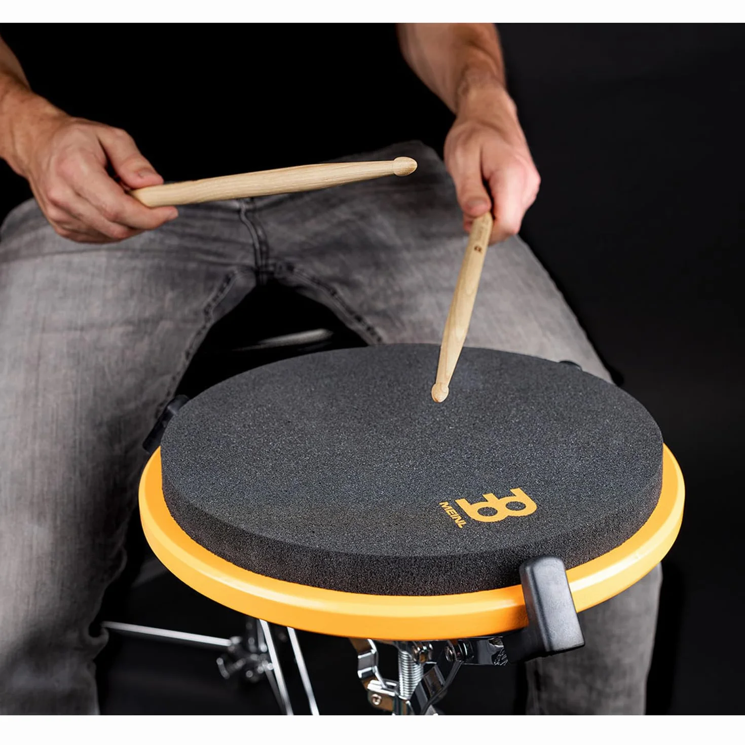 Podkładka do ćwiczeń Meinl Practice Pad Marshmallow MMP12OR 12 cali pomarańczowa z pałeczkiami perkusyjnymi keepdrum 1 para