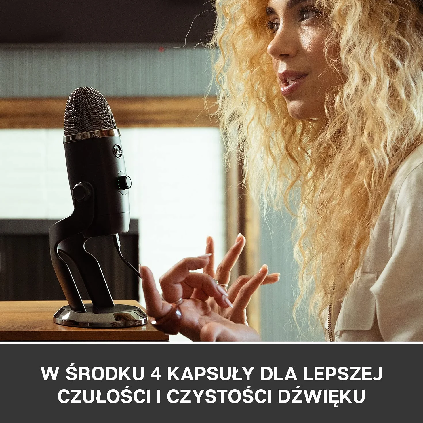 Blue Yeti X Professional Mikrofon Kondensacyjny USB do PC, Mac, Gamingu, Nagrywania, Streamingu, Podcastów na PC, Mikrofon z Funkcją High-Res Metering, Oświetleniem LED, Efekty Blue VO!CE - Czarny