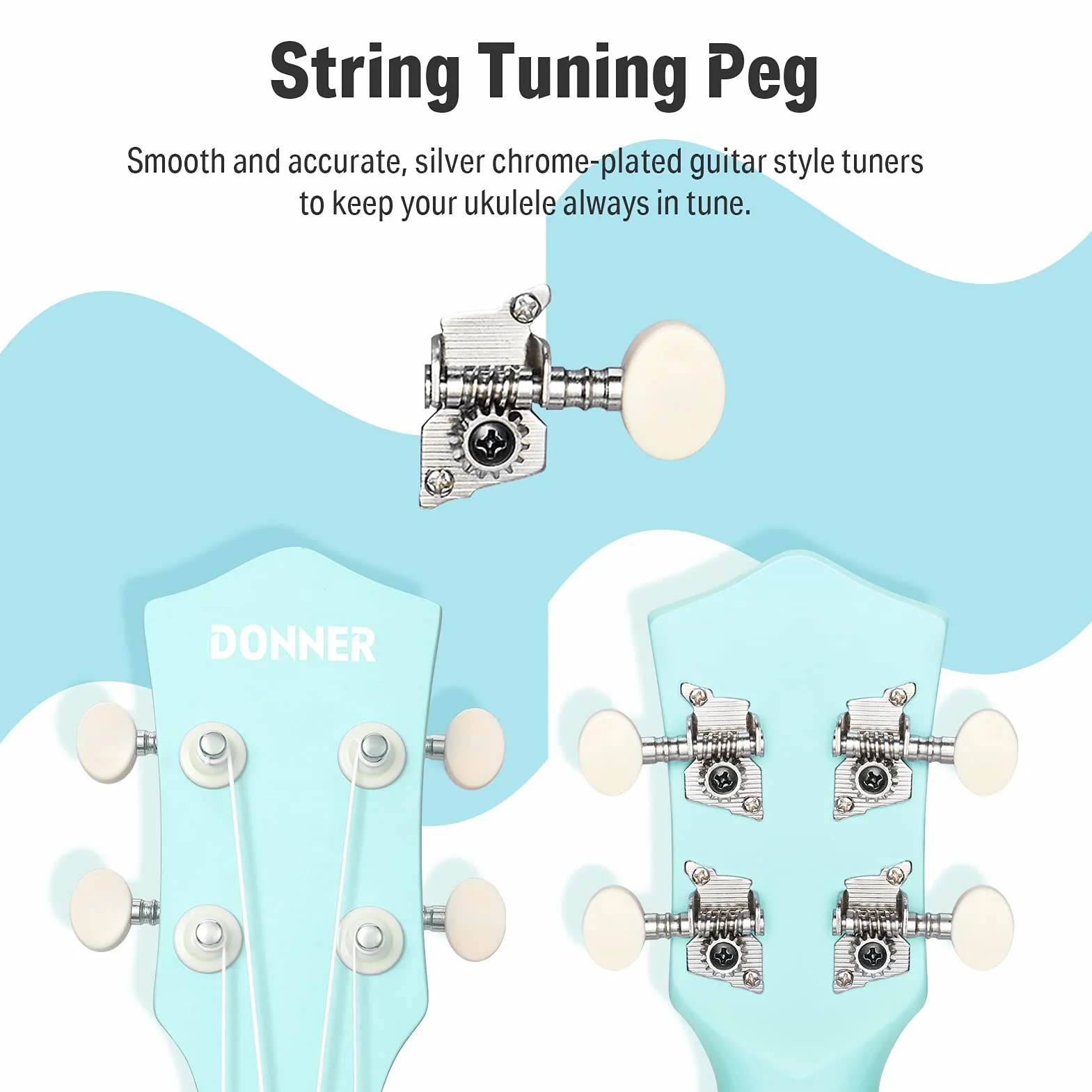Donner Ukulele sopranowe dla początkujących dorosłych ukelele z paskiem online za darmo na lekcje pasek tunera, DMU-01 21 cali matowy pakiet ukalee zestaw Macaron Series-Miętowy zielony