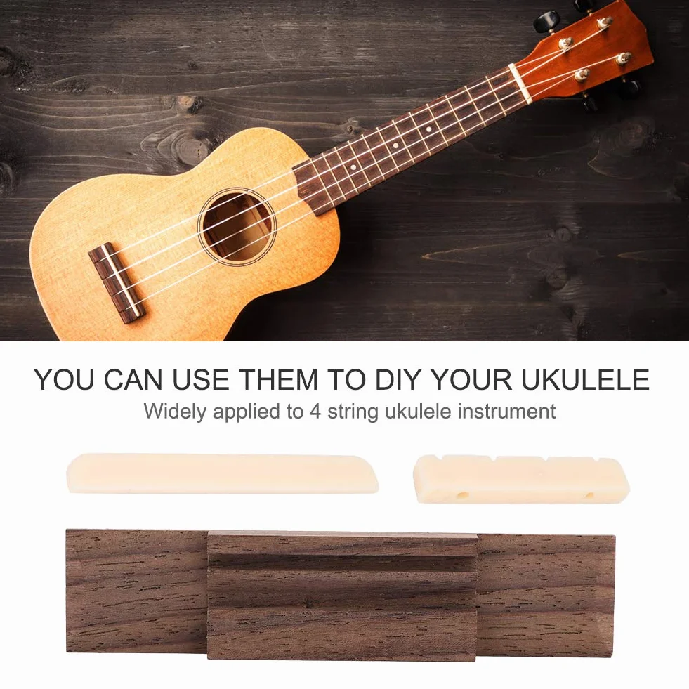 Alomejor Ukulele most zestaw 4-strunowy mostek do mostka palisandrowego, zamiennik do ukulele, mostka DIY