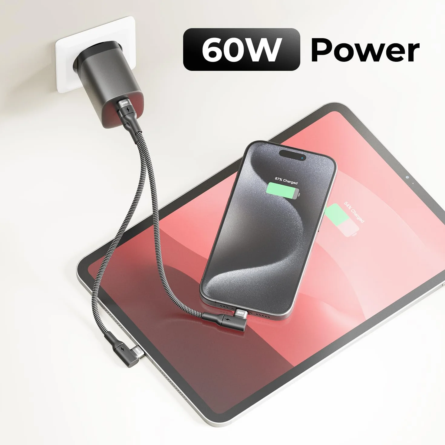 deleyCON 0,15m USB C Kabel Krótki Kątowy 90° (60W Kabel Szybkiego ładowania) USB-C na USB-C - Kabel do iPhone 17 16 15 Galaxy A16 A56 S25 S24 S23 Pixel iPad MacBook AirPods Tablet Carplay