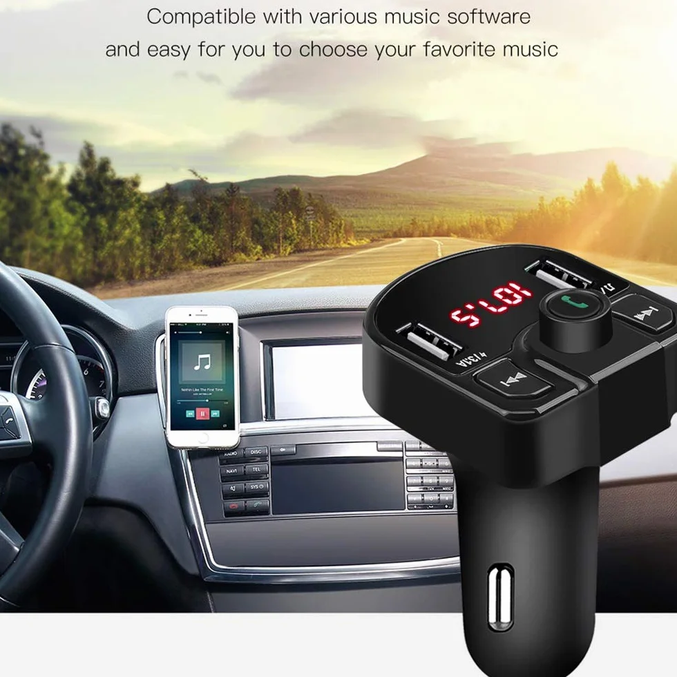 Bluetooth 4.2 samochodowy transmiter FM, bezprzewodowy zestaw głośnomówiący, modulator radia samochodowego, odtwarzacz MP3, odtwarzacz MP3, 3,1 A, Dual USB, adapter do gniazda zapalniczki samochodowej