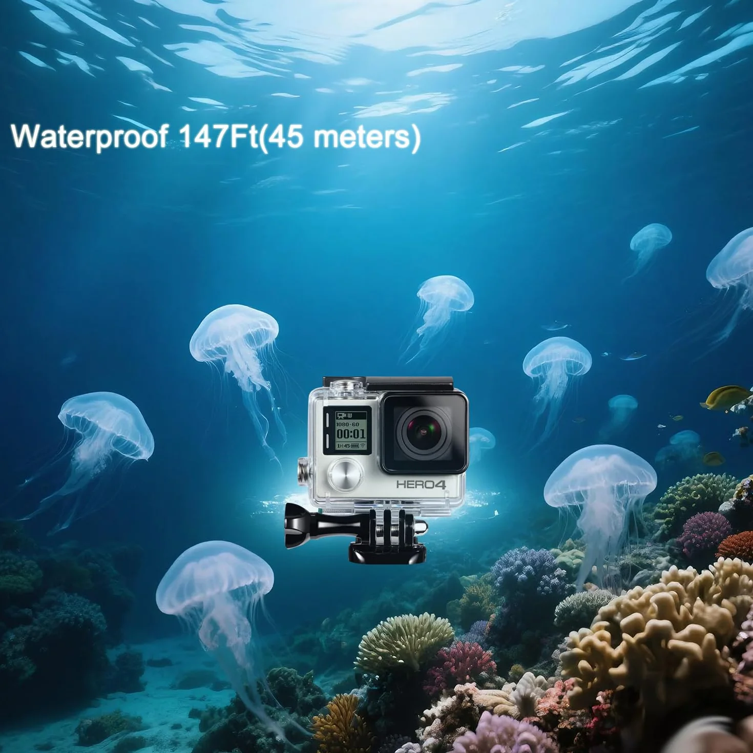 Suptig Zapasowa wodoodporna obudowa ochronna do kamery kompatybilna For GoPro Hero 4 Hero 3+ Hero 3 do użytku pod wodą wodoodporna do 45 m