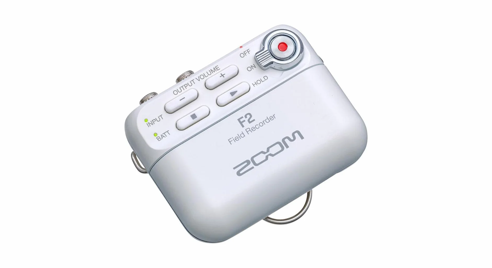 ZOOM F2 Rejestrator terenowy z mikrofonem Lavalier – Nagrywanie 32-Bit Float bez przesterowania – Idealny do podcastów, wywiadów, filmu i wideo – Wersja EU – Biały