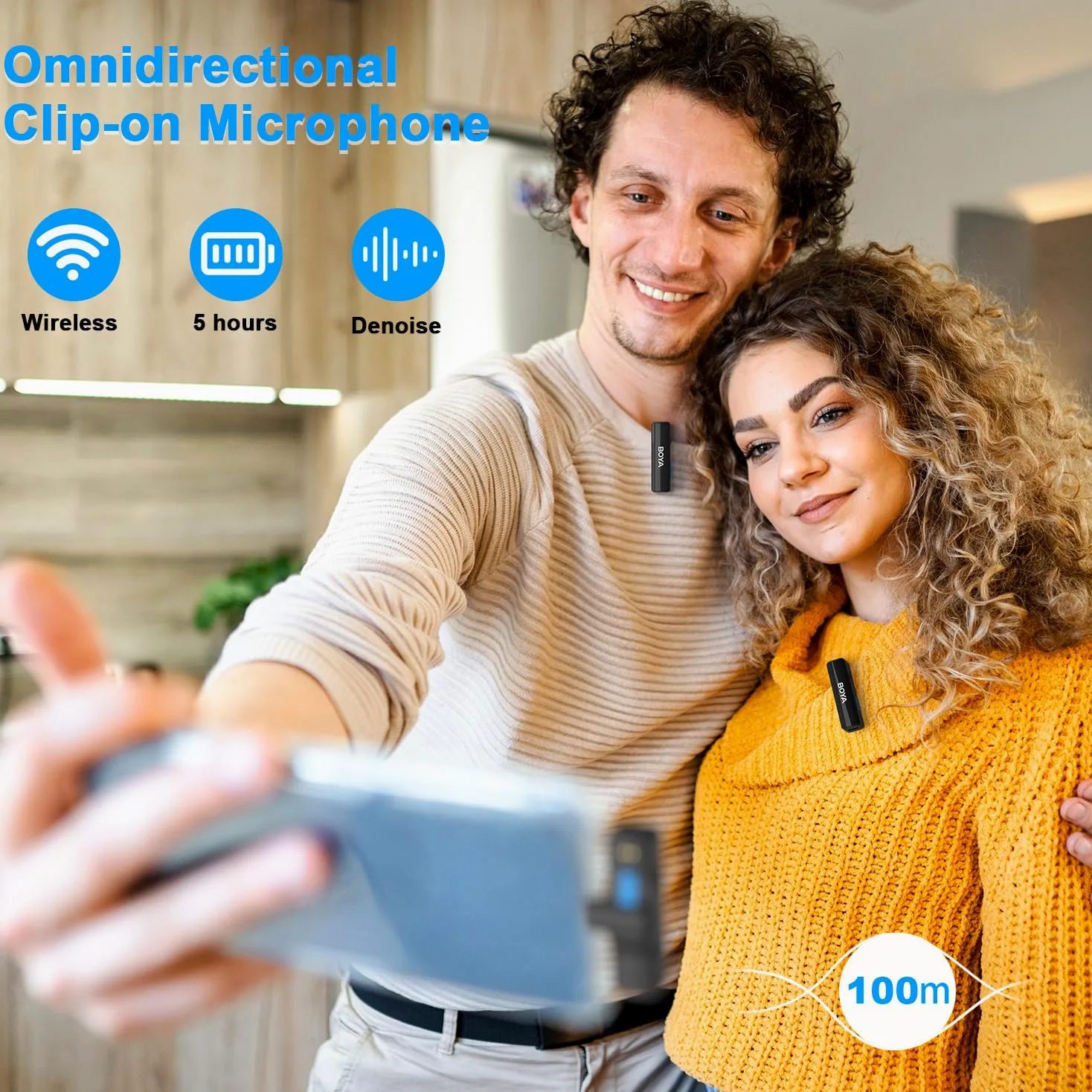 Boya BOYALINK A2 bezprzewodowy mikrofon krawatowy do iPhone'a/Androida/kamery Vlogging, system "wszystko w jednym", wejście Lightning i USB-C do smartfonów/DSLR YouTube Facebook Live (A2)