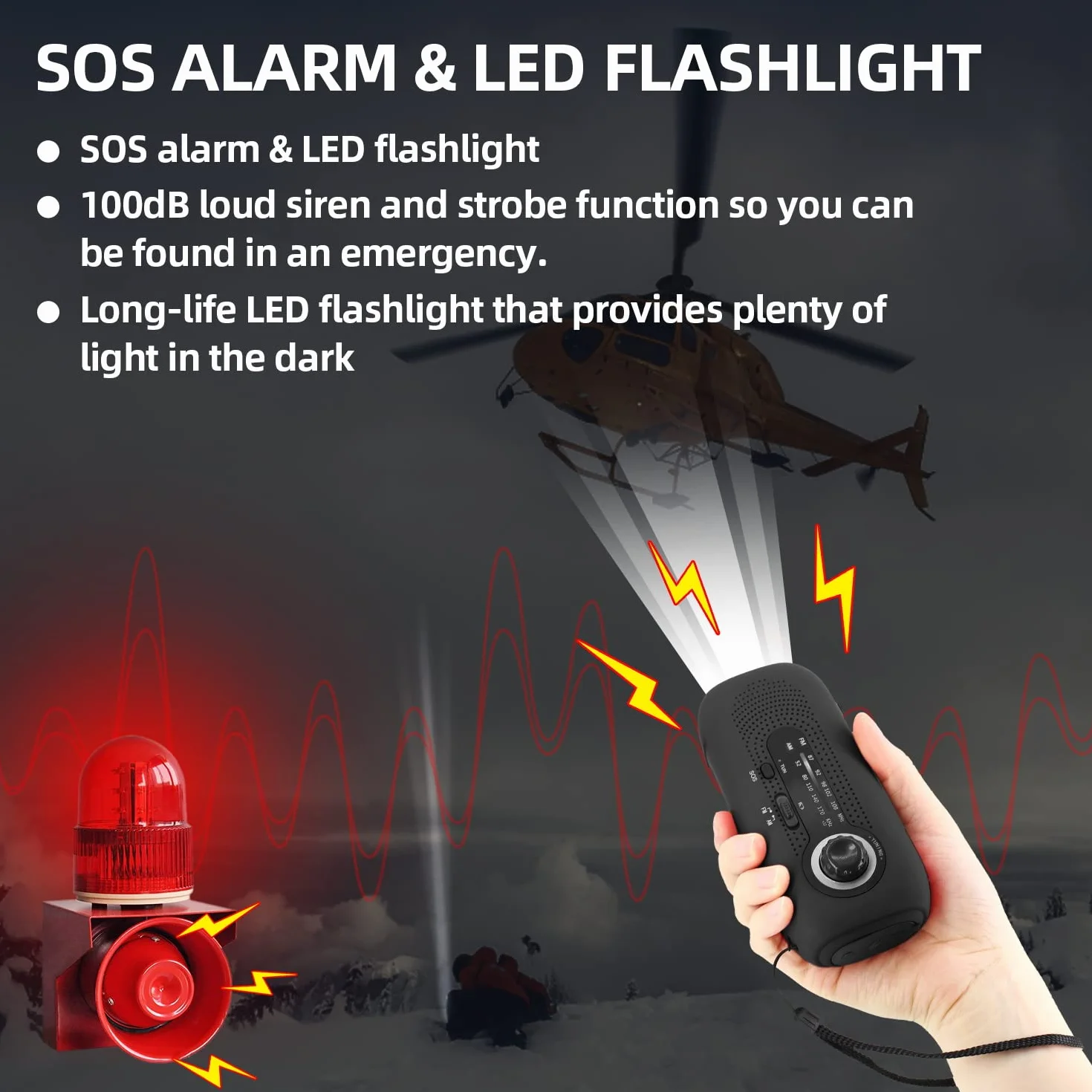 Journy Solar Radio, radio korbowe, radio awaryjne korby, radio dynamo z AM/FM, wbudowana bateria 2000 mAh, 4 tryby latarki LED, alarm SOS dla sytuacji awaryjnych na zewnątrz