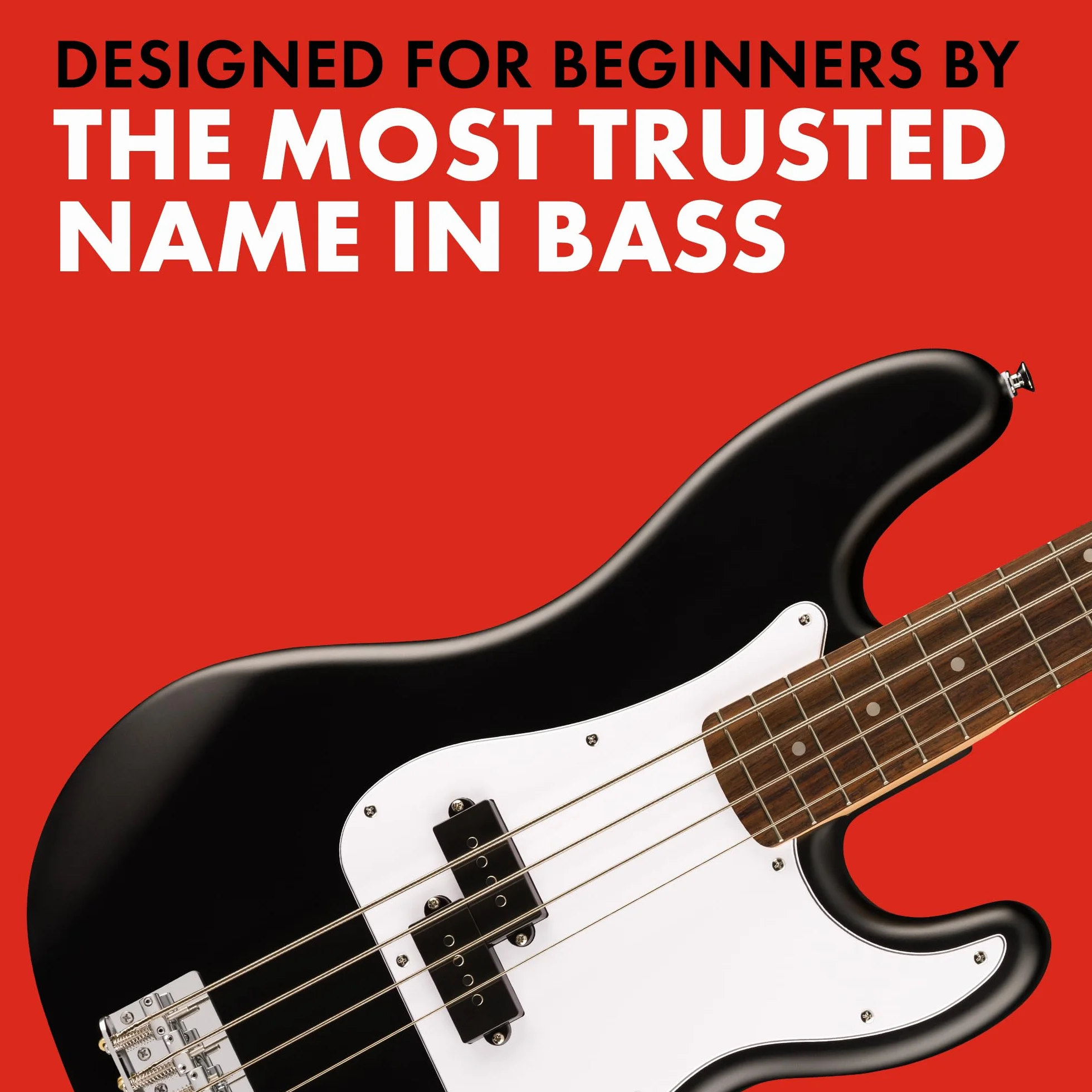 Squier by Fender Debut Collection Precision Bass Guitar, Laurel Fingerboard, White Pickguard, Black