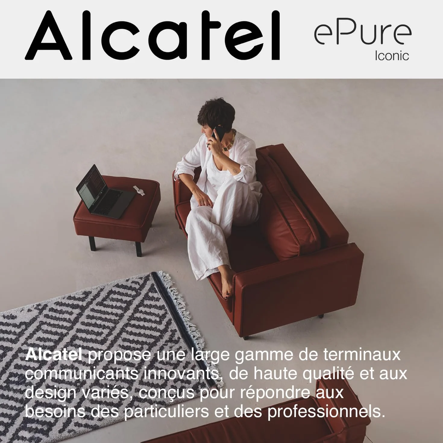 ALCATEL Epure Iconic bezprzewodowy telefon stacjonarny DECT – styl vintage – duży wyświetlacz graficzny o wysokiej rozdzielczości – funkcja głośnomówiąca – funkcja blokowania połączeń – czarny