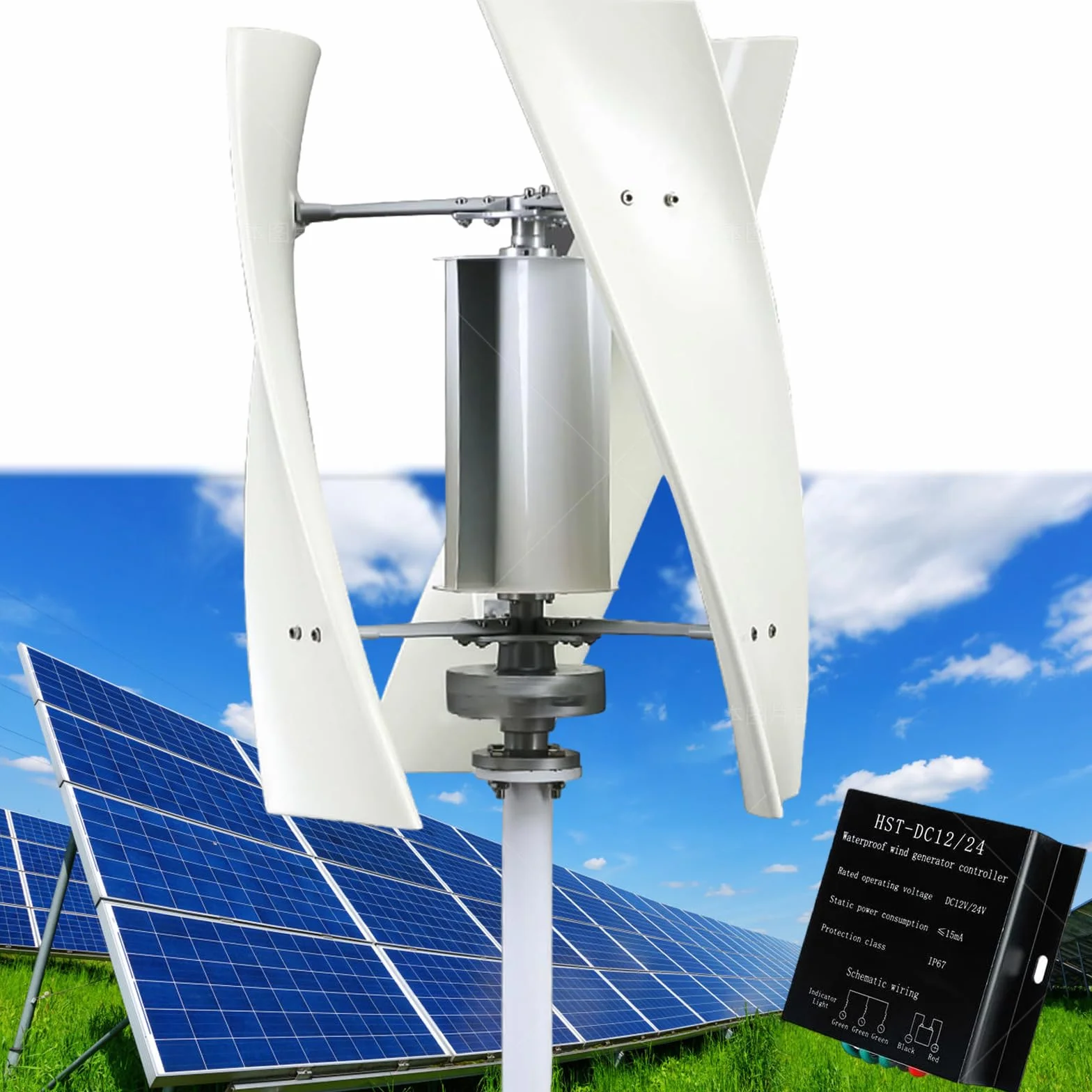 6000W Domowy Pionowy Generator Turbinowy 24V 48V 220V Bezrdzeniowy Niskoprędkościowy Pionowy Wiatrak z Kontrolerem do Zastosowań Morskich, Kamperów, Gospodarstw
