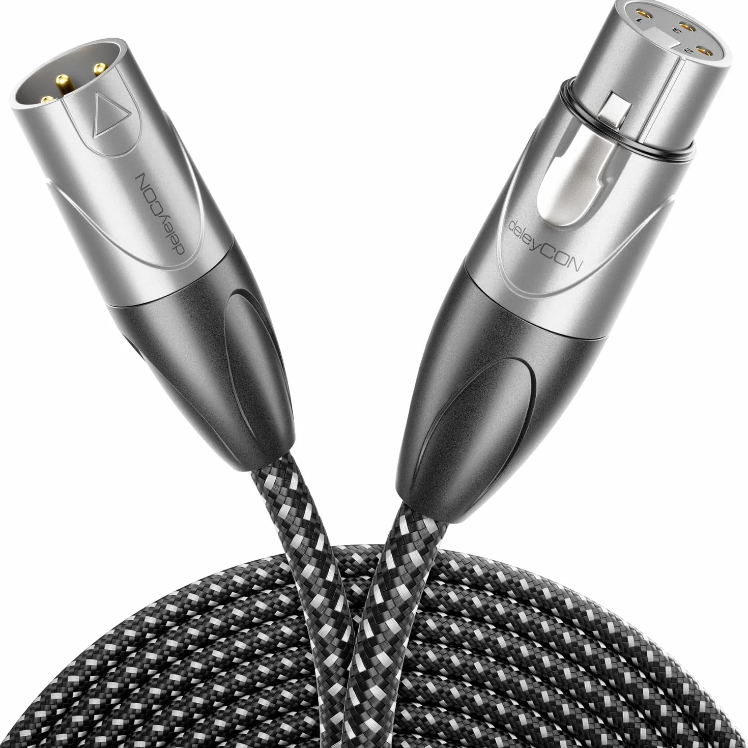 deleyCON 2m Kabel Mikrofonowy XLR Męski na XLR Żeński (Jakość Studyjna, Miedź OFC) - do Mikrofonów, Wzmacniaczy, Konsol Mikserskich, Studiów Nagraniowych, Głośników - 3 Biegunowy