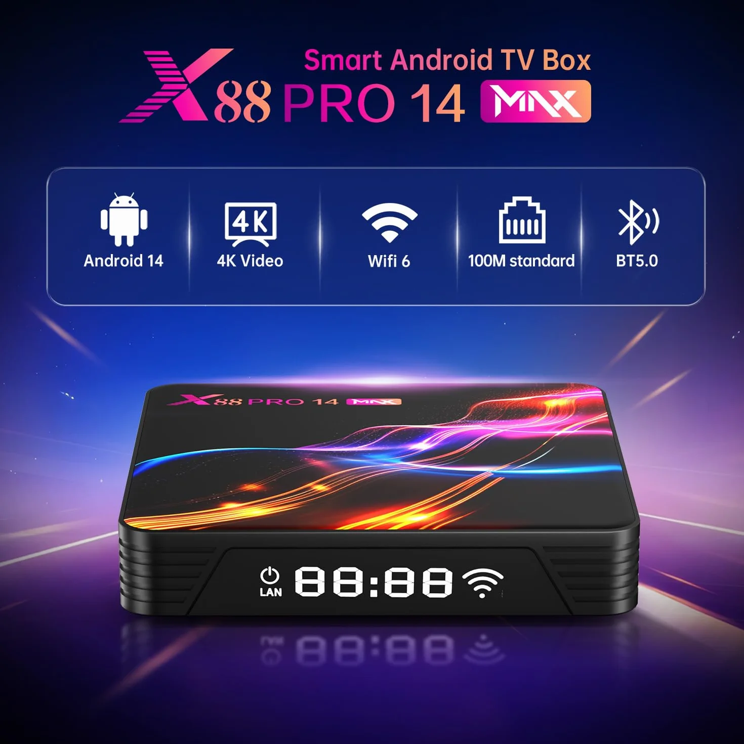 GREVA 8K Android 14.0 TV Box 2026, Android Box 4GB RAM 32GB ROM, chipset RK3528, obsługa 2.4GHz/5.0GHz Dual WiFi6, HDR10, BT5.0, Ethernet LAN, Internet TV Box, Bluetooth, 3D HD Smart Media Streaming