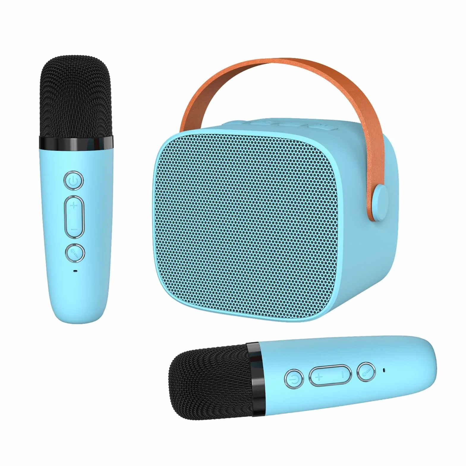 Maszyna do karaoke dla dzieci, przenośny mini głośnik Bluetooth do karaoke z 2 bezprzewodowymi mikrofonami, bezprzewodowy mikrofon, urządzenie do karaoke z funkcją zmiany głosu (niebieski)