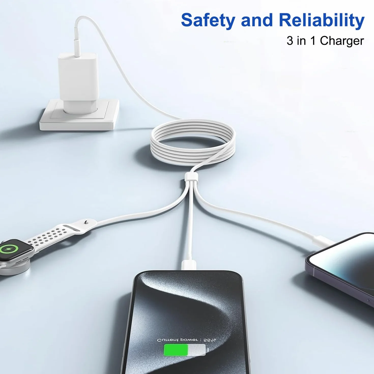 Kabel 3 w 2 do Ładowarki Apple Watch, Magnetyczna Ładowarka USB C do Zegarka Apple Watch i iPhone do Apple Watch Series 11/10/9/8/7/6/5/4/3/SE/Ultra, iPhone 17/16/15/14/13/12/11/X/8/6
