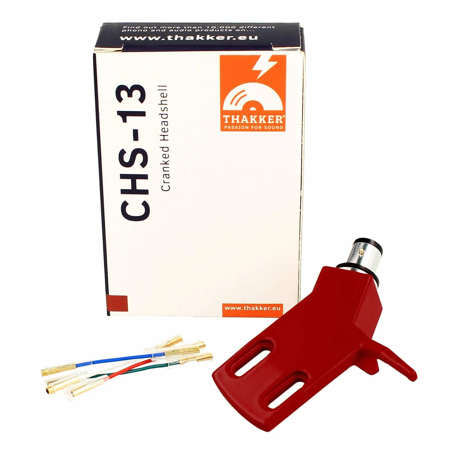 THAKKER CHS-13 - k±towy Headshell wykonany z lekkiego aluminium - Red | SME Connector | dla prostych ramion | wraz z kablem Headshell
