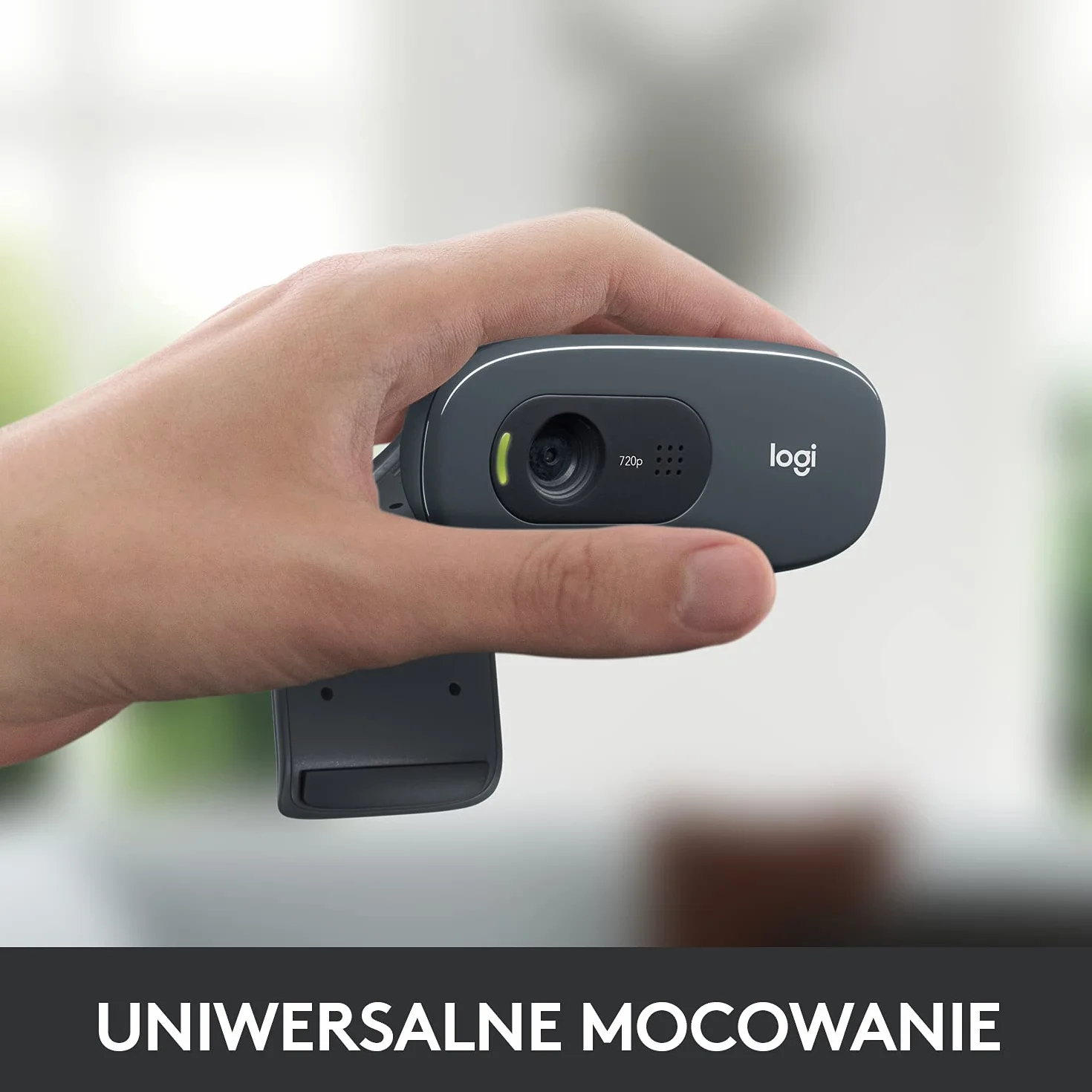 Logitech C270 kamera internetowa, HD 720p, pole widzenia 60°, stała ostrość, korekcja ekspozycji, port USB, redukcja szumów, uniwersalny uchwyt, do Skype, FaceTime, Hangouts, itp. - czarna
