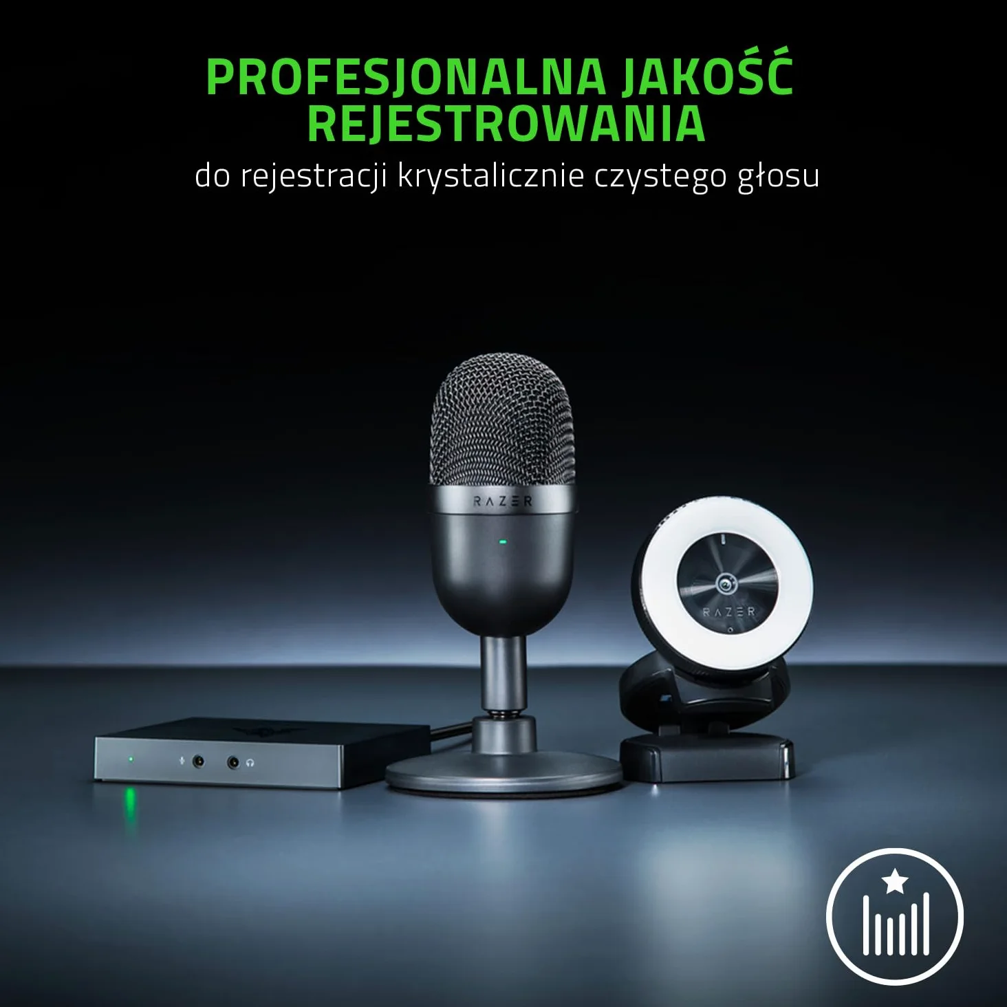 Razer Seiren Mini - Mikrofon pojemnościowy USB do transmisji strumieniowych (kompaktowy z superkardioidalną charakterystyką kierunkową, odchylany statyw, zintegrowany pochłaniacz wstrząsów) Czarny