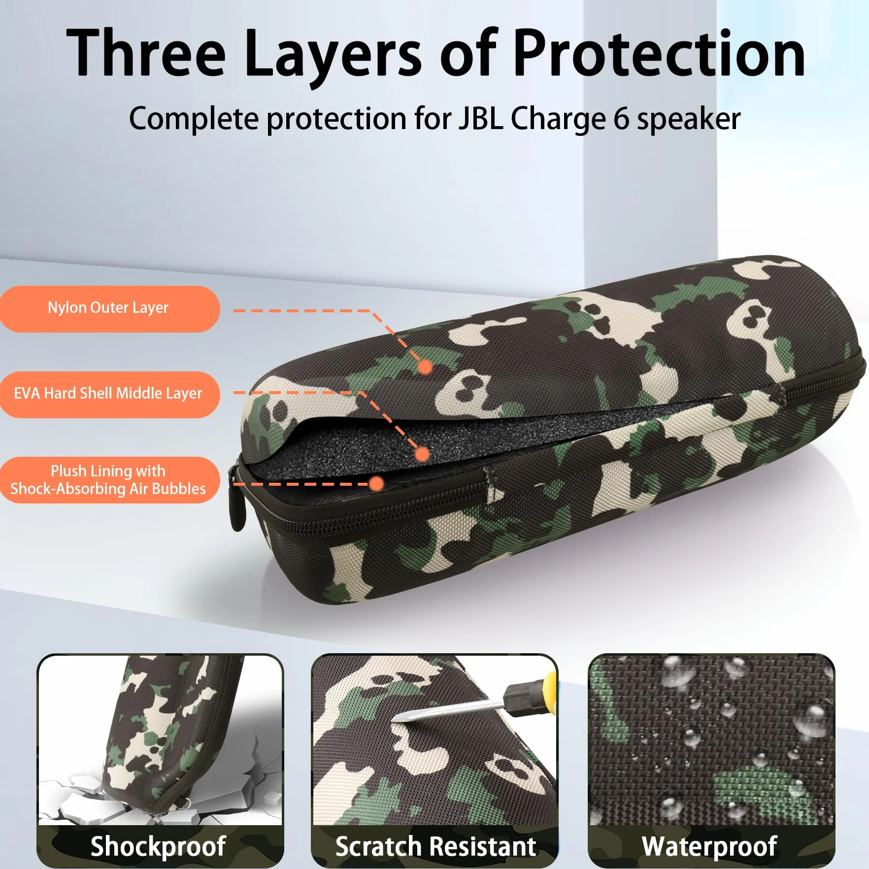 co2CREA Twarda torba przenośna etui do JBL Charge 6 przenośnego bezprzewodowego głośnika Bluetooth z odpinanym paskiem na ramię, tylko etui