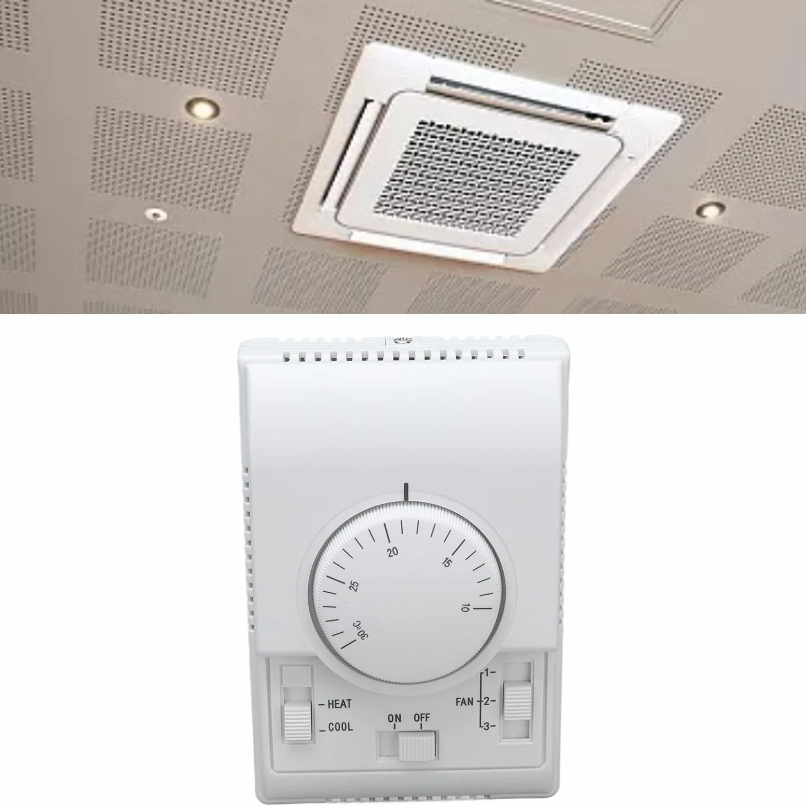 Termostat Centralnej Klimatyzacji 2-drogowy Przełącznik Termostatu ABS Mechaniczny Przełącznik Sterujący Klimatyzatora 110-220 V