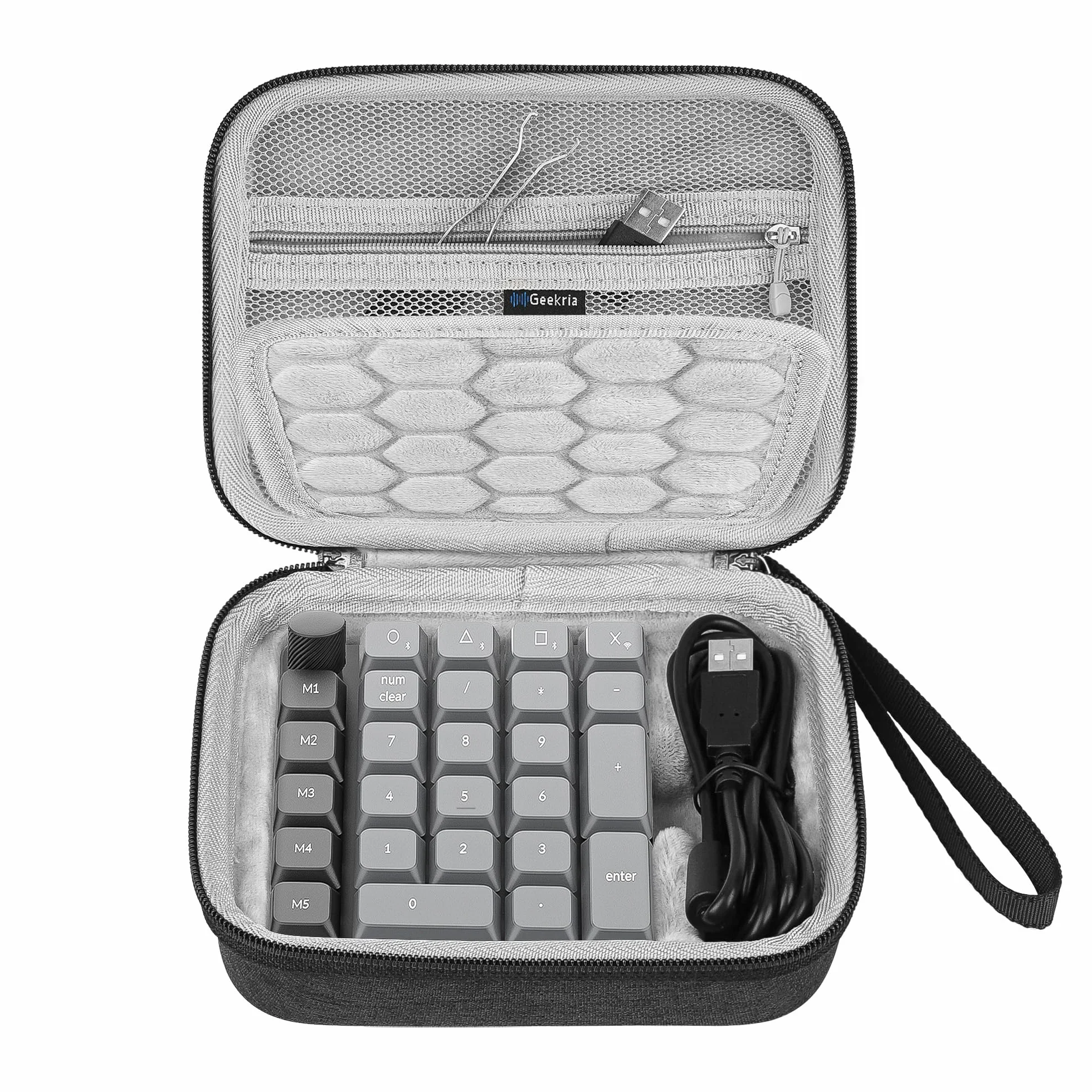 Geekria twarde etui na klawiaturę numeryczną, zgodne z Keychron K0 Max, przenośna torba na panel numeryczny (ciemnoszary)