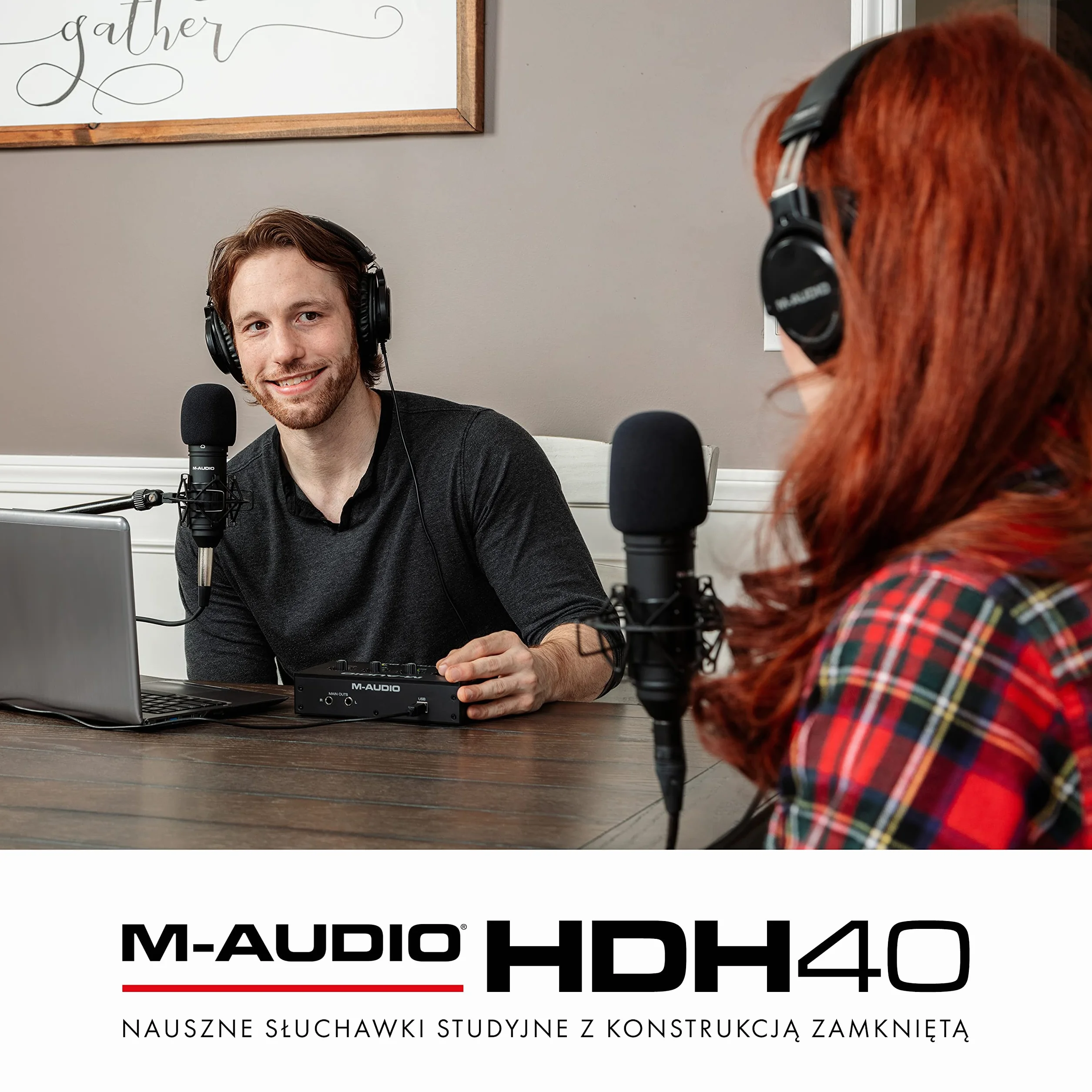 M-AUDIO HDH40 Nauszne zamknięte słuchawki studyjne z elastycznym pałąkiem i kablem 2.7 m do odsłuchu w studio, podcastów i nagrywania