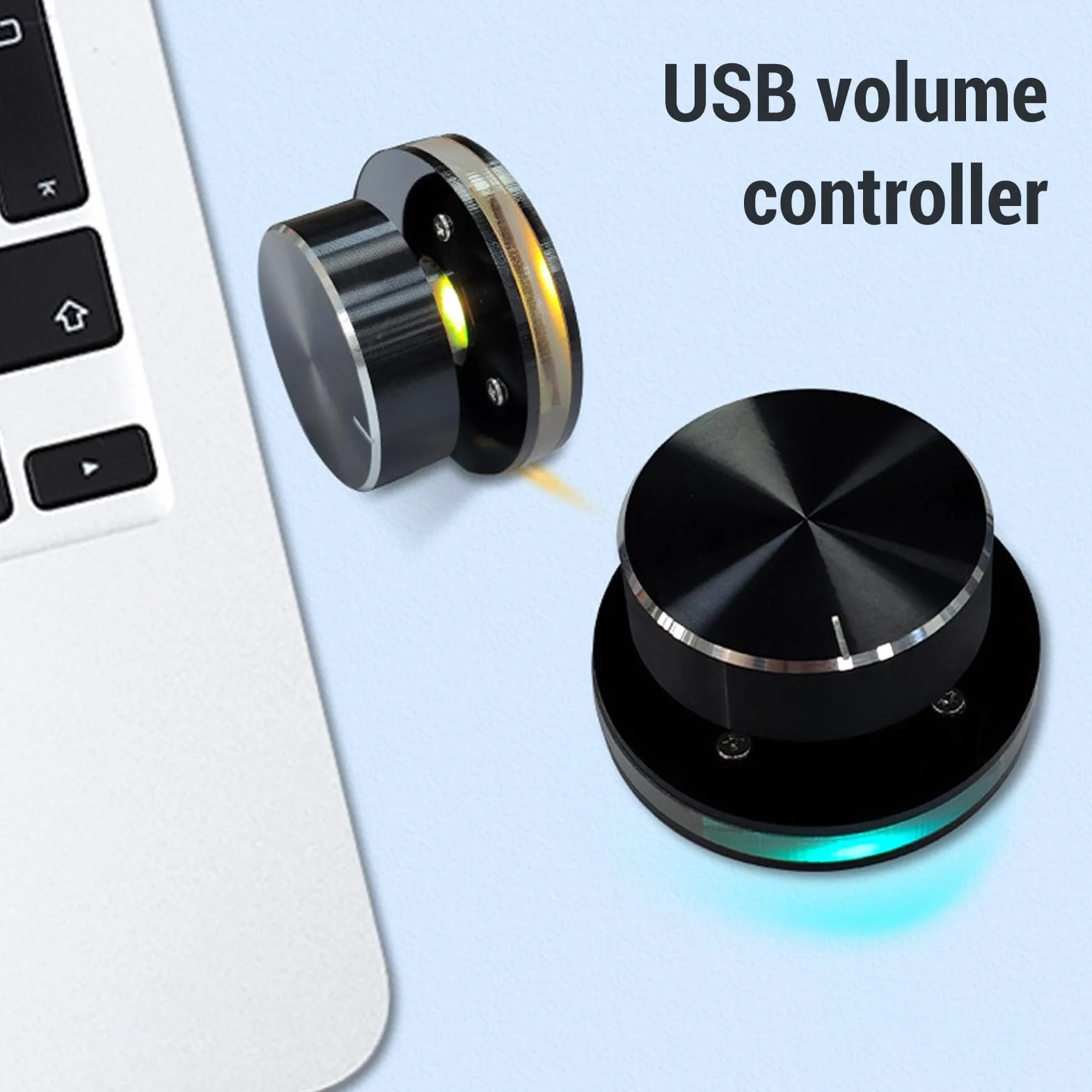 Ausla Pokrętło Sterowania Głośnością USB, Akrylowy Multimedialny Regulator Woluminu Audio z światłem RGB, Konfigurowalny Kontroler Głośności dla Komputerów i urządzeń Mobilnych