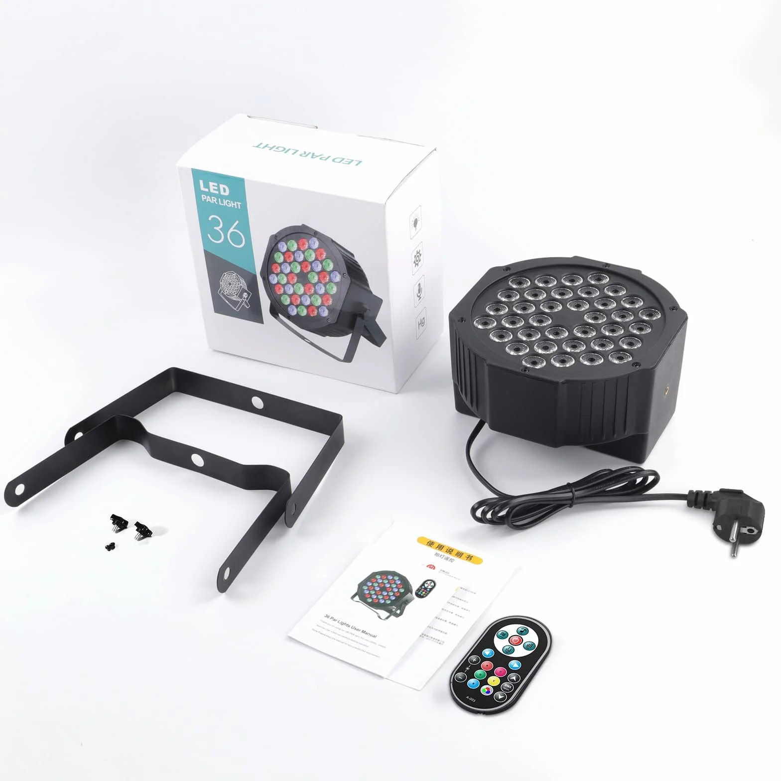 U`King Zestaw 4 reflektorów Par LED RGB, 36 diod, oświetlenie sceniczne z pilotem