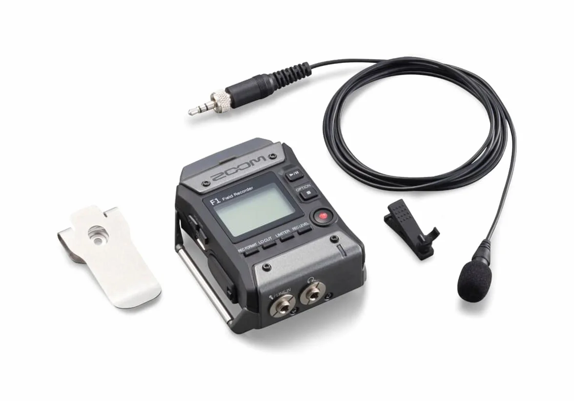 ZOOM F1-LP Field Recorder z mikrofonem typu lavalier – profesjonalny rejestrator audio do filmów, podcastów i wywiadów – wersja UE – czarny