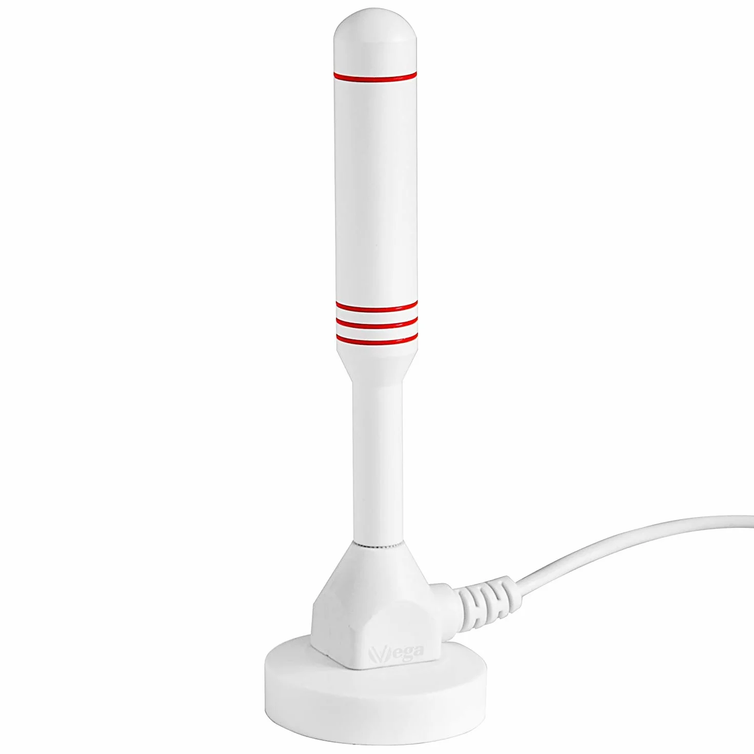 VSG® DVB-T2 HD antena i aktywny wzmacniacz 30DBi / 30DBi Power-Plus / AVK20-Smart / aluminiowa antena prętowa / DVB-T2 i DVBT2-HD / podstawa magnetyczna i kabel 3 m / do wszystkich urządzeń DVB-T2 / biały