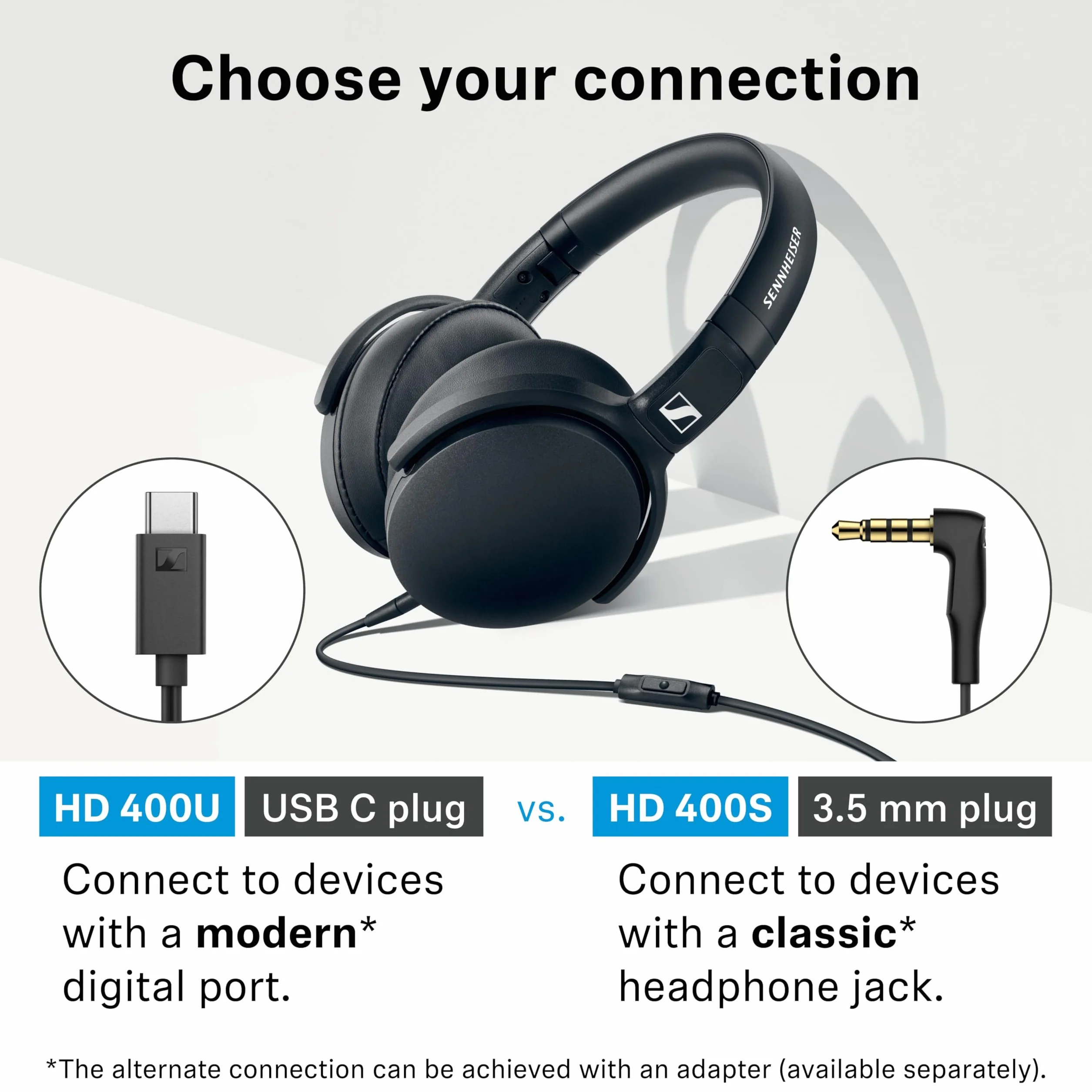 Sennheiser HD 400U słuchawki nauszne z pilotem Smart Remote – czarne