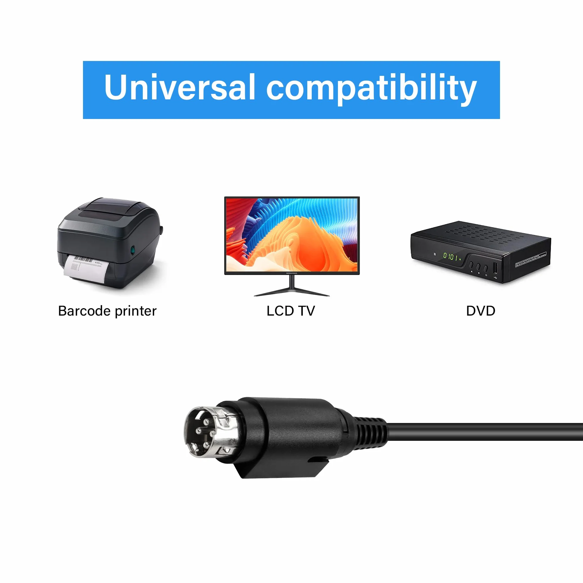 Ładowarka samochodowa 12 V DC 18AWG, kabel zasilający, męski do 4-pinowego kabla mini DIN do DVD, telewizora LCD, rejestratora samochodowego, kamery