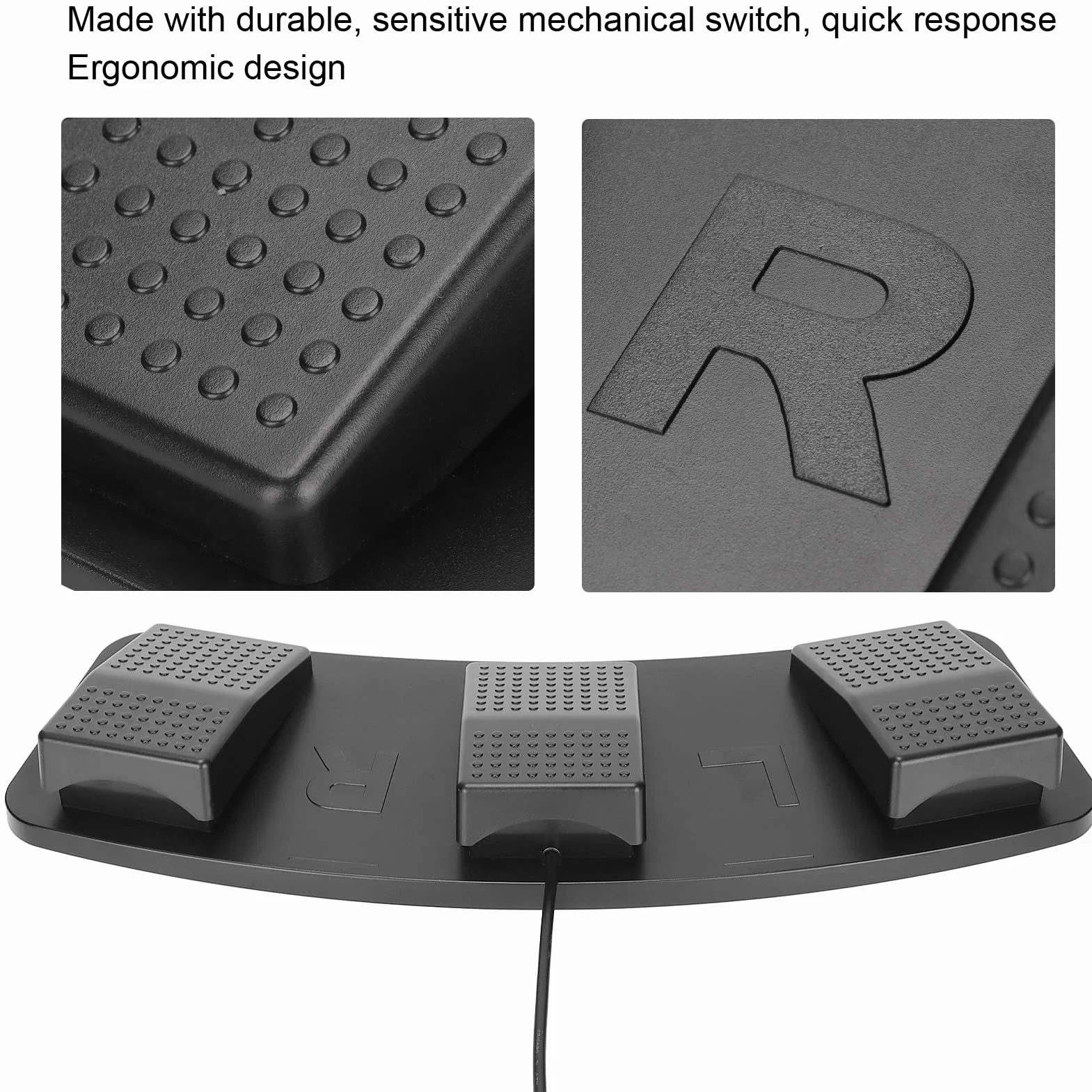 Potrójny Pedał USB, Potrójny Przełącznik Mechaniczny Kontrolera Klawiszy, Pedał Przełącznika Działania Klawiatury USB do Gier Media Instrument