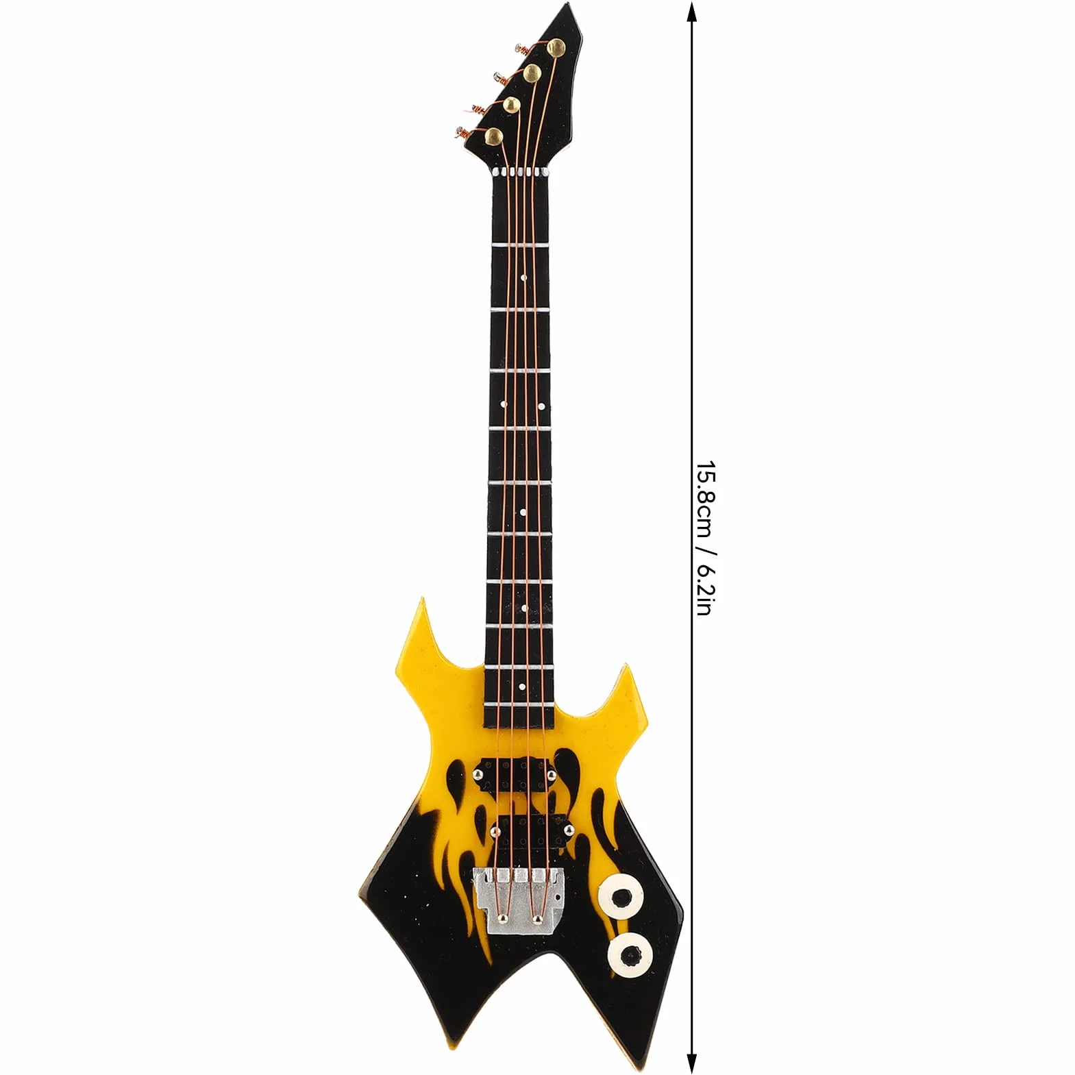 Mini Bas, Symulacja Klasyczna Kolekcja Instrumentów Dekoracyjnych Miniaturowy Model Gitary do Sypialni Studyjnej(Żółty)