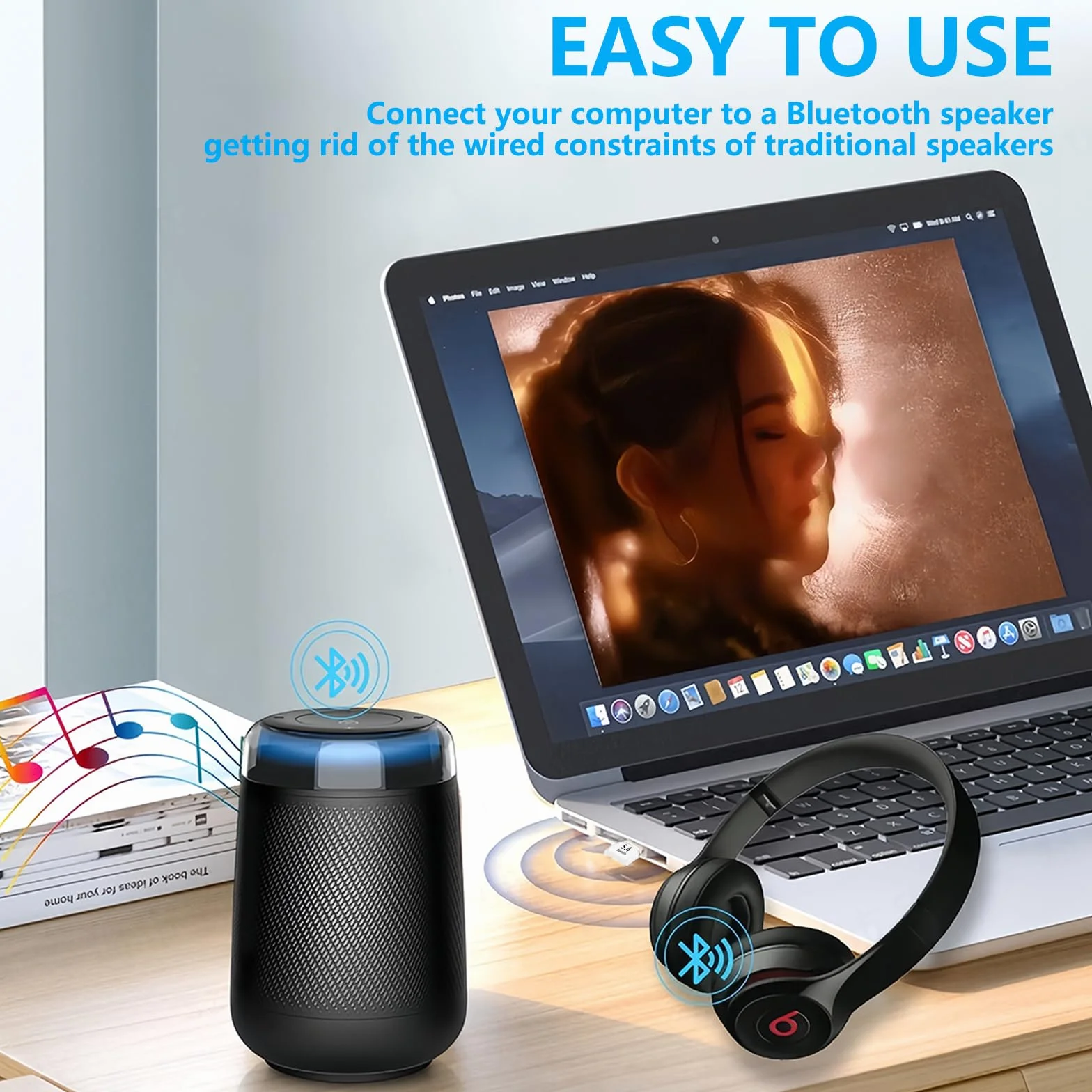 Flintronic Adapter Bluetooth 5.4, klucz Bluetooth USB, klucz Bluetooth 5.4 do klawiatury mysz zestaw słuchawkowy gamepad głośnik słuchawki Plug Play z Windows 7/8.1/10/11