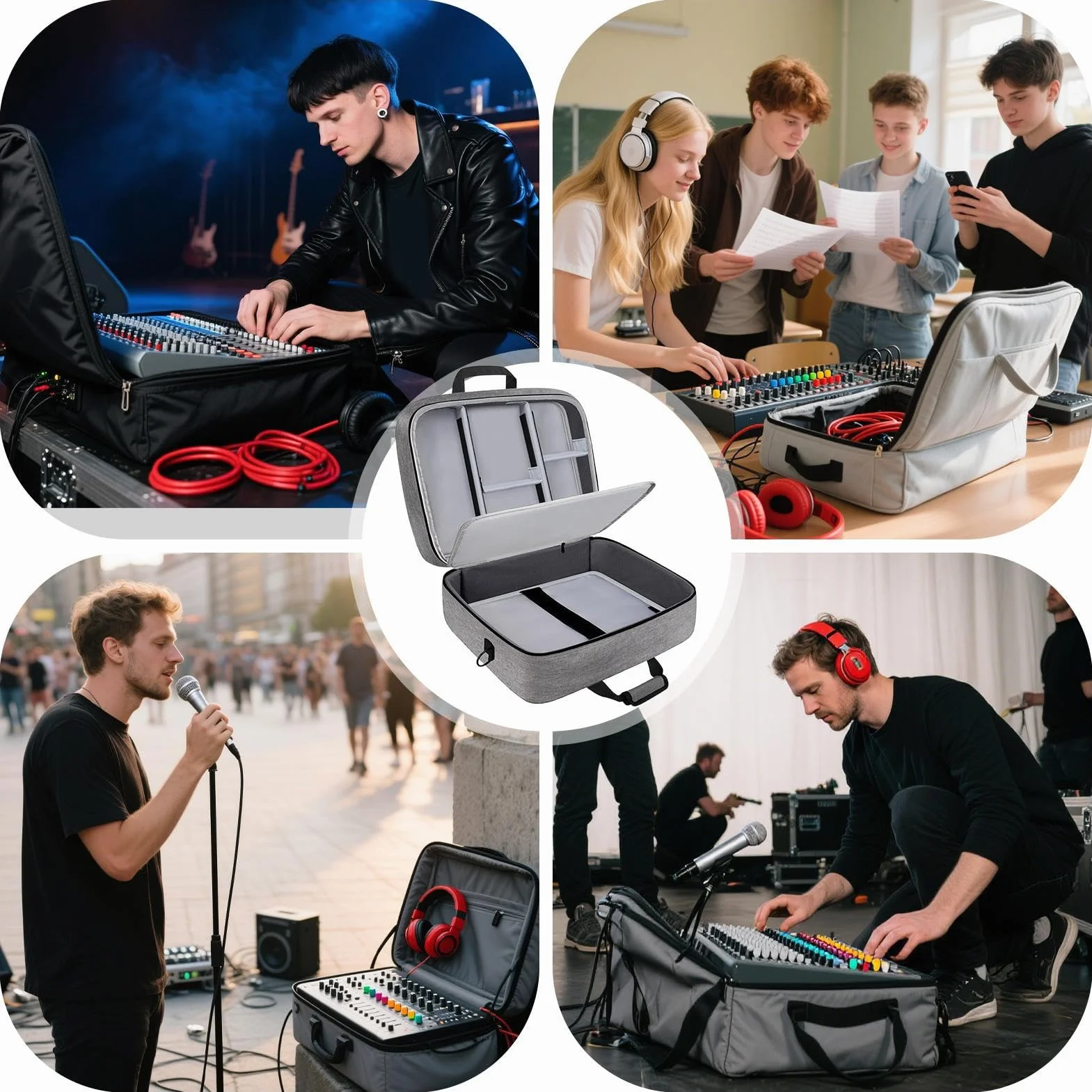 Torba na mikser audio, ochronna torba na mikser DJ-ski z wyściółką 10 mm – odporne na zarysowania przechowywanie sprzętu do studia muzycznego podczas koncertów, występów na żywo
