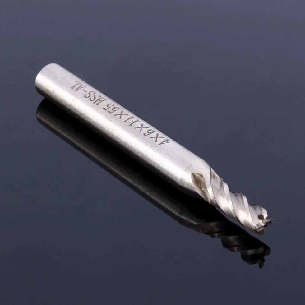 Yosoo Health Gear 4 mm 4 rowki zestaw frezów trzpieniowych z prostym chwytem końcowym narzędzie do drewna stalowego żelaza, 1 sztuka