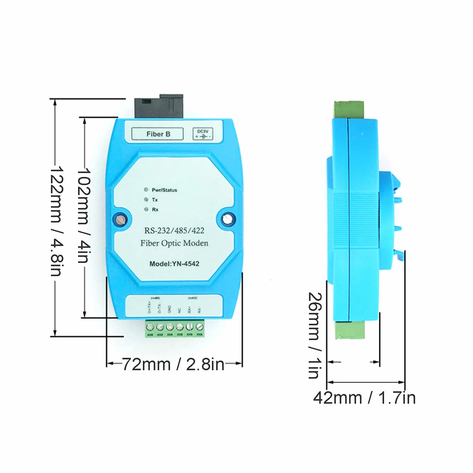 2 Szt. Konwerter RS485 na światłowody Dwukierunkowy Transceiver światłowodowy RS485 z Ochroną Przeciwprzepięciową RS-485 600 W
