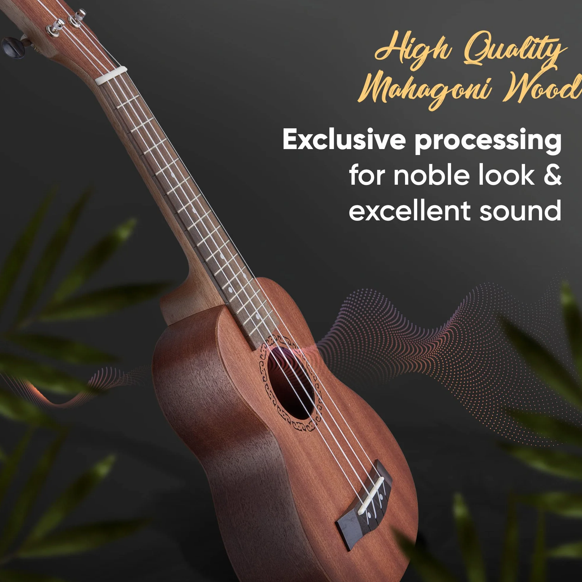HAVENDI® Sopranowe ukulele 21 cali Premium gitara hawajska, struny Aquila, drewno mahoniowe, w zestawie torba podróżna dla początkujących i profesjonalistów