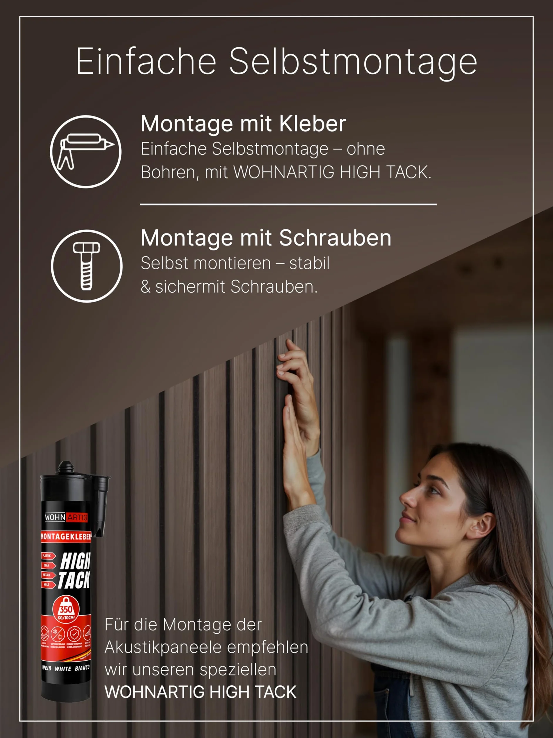 wohnartig® Panele akustyczne 1,485m² - 275cm x 54cm* zestaw - (zestaw = 2 sztuki 275cm x 27cm) | Kolor: Czarny 905 | Okładzina ścienna | Panel akustyczny | Panele ścienne na filcu | Filc akustyczny |