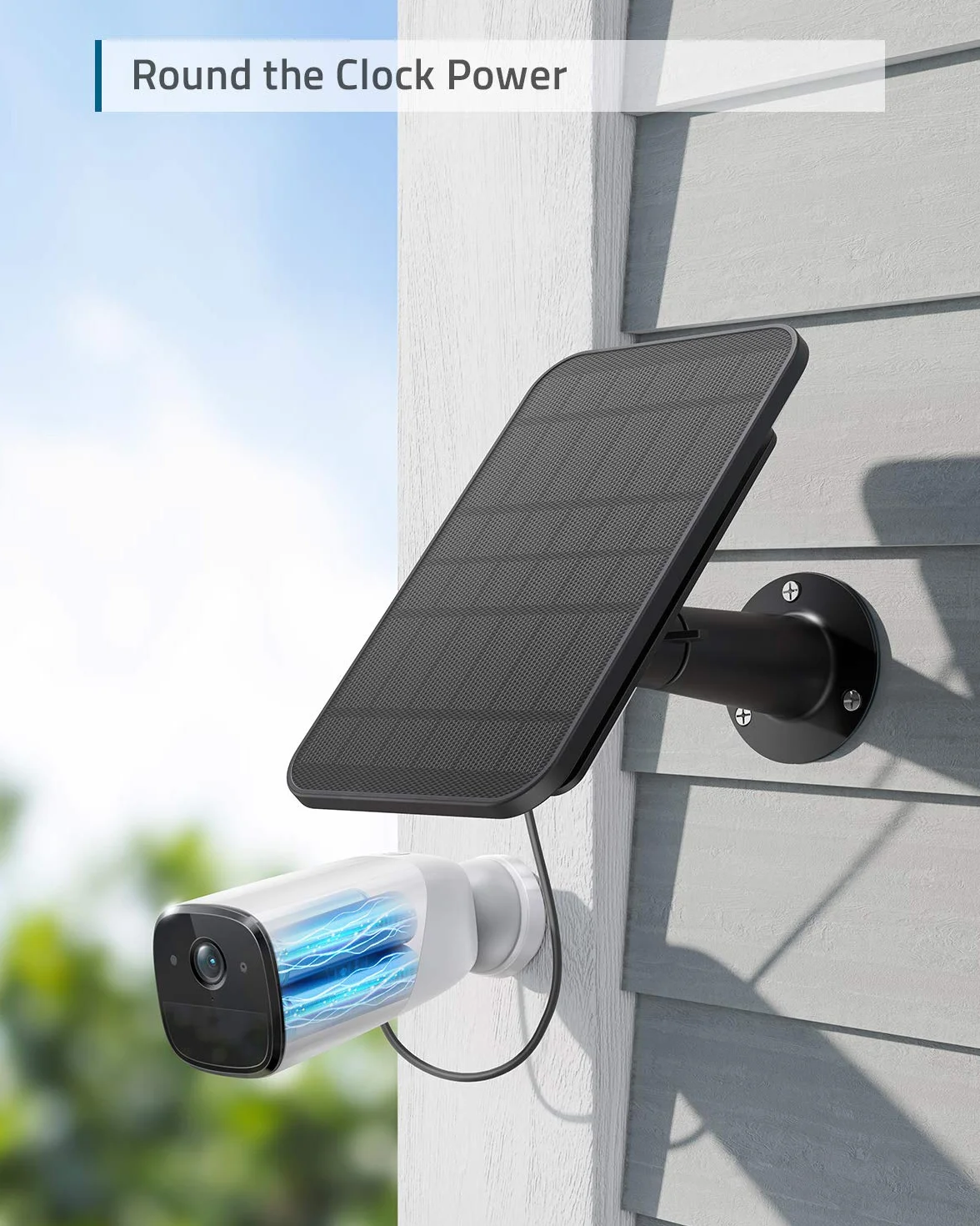 eufy Security Certyfikowany panel słoneczny eufyCam, kompatybilny z eufyCam, zasilacz ciągły, panel słoneczny 2,6 W, odporny na warunki atmosferyczne IP65