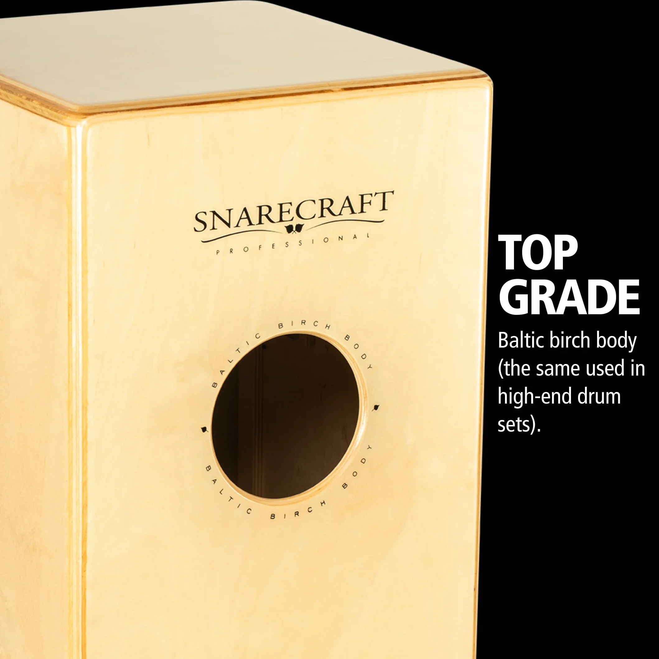 Meinl Percussion Snarecraft Professional Cajon – Z Przełącznikiem Sprężyn Werblowych (On/Off) – Panel Przedni Orzech Włośki (SCP100WN)