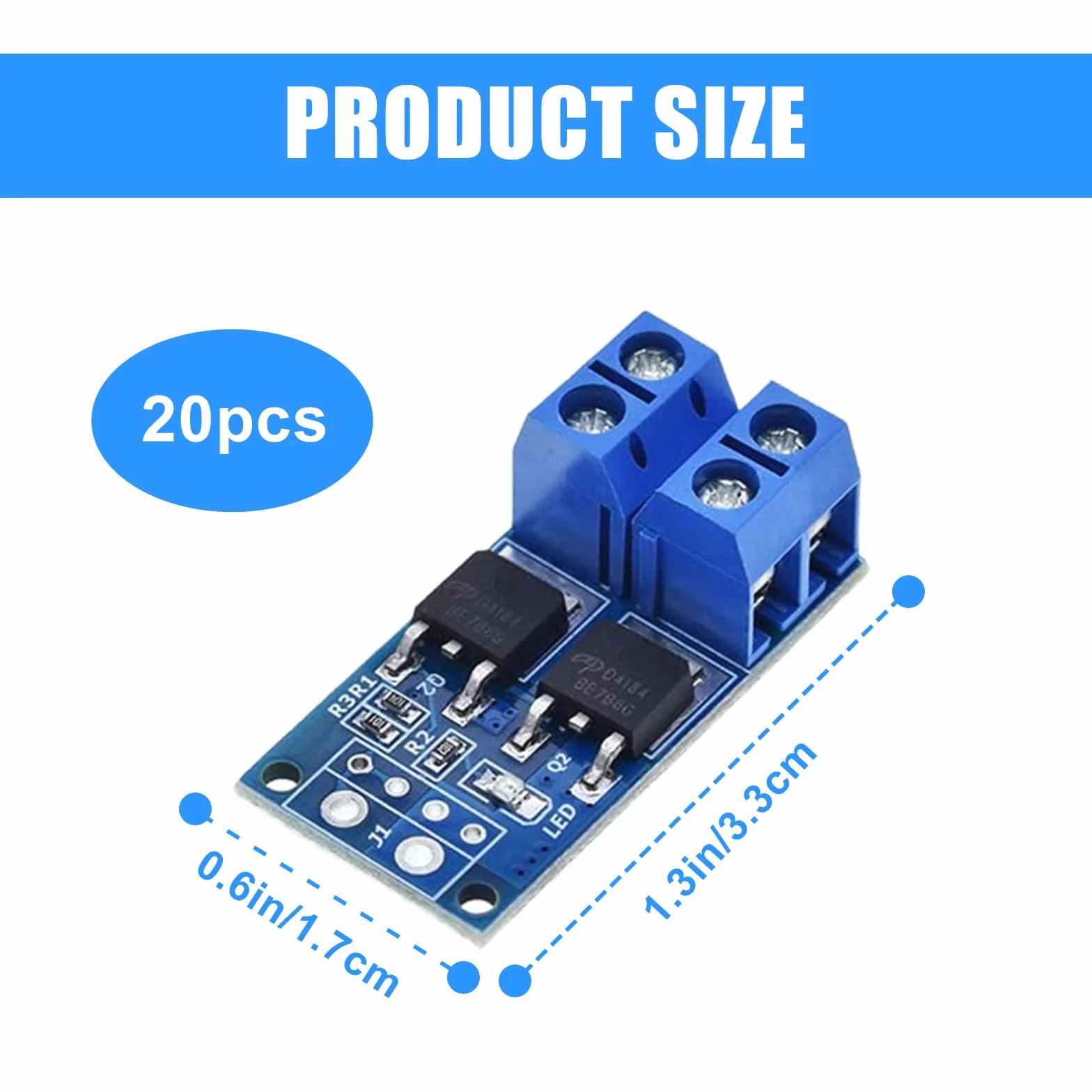Vegena 20 modułów Mosfet, moduł sterownika Mosfet 5 V-36 V 15 A (maks. 30 A) 400 W Dual Mosfet Trigger Switch Drive Module PWM Driver Module Module Elektroniczny przełącznik Control Board do Arduino