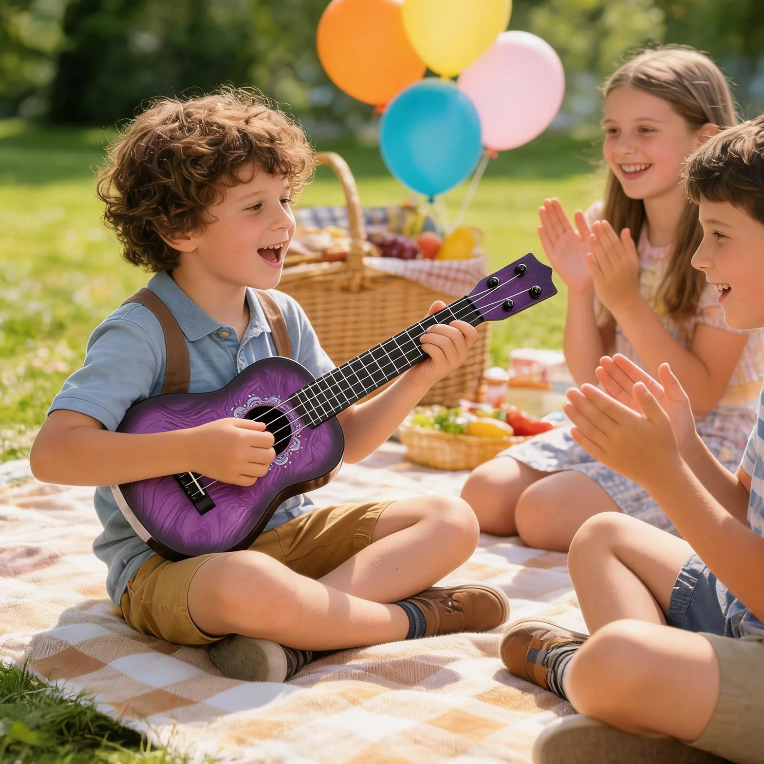 Ukulele dla dzieci, 4-strunowy instrument muzyczny, ukulele edukacyjne dla dzieci z ciałem, ukulele dla dzieci z gładkimi strunami, instrumenty muzyczne, do przedszkola, klasy
