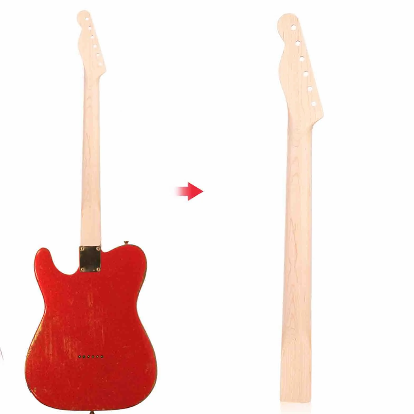Gryf Gitary, 22 Progi Klon Drewniany Gryf Gitary Elektrycznej z Czarnymi Kropkami do Gitar w Stylu TL (Brak tylnej linii środkowej)