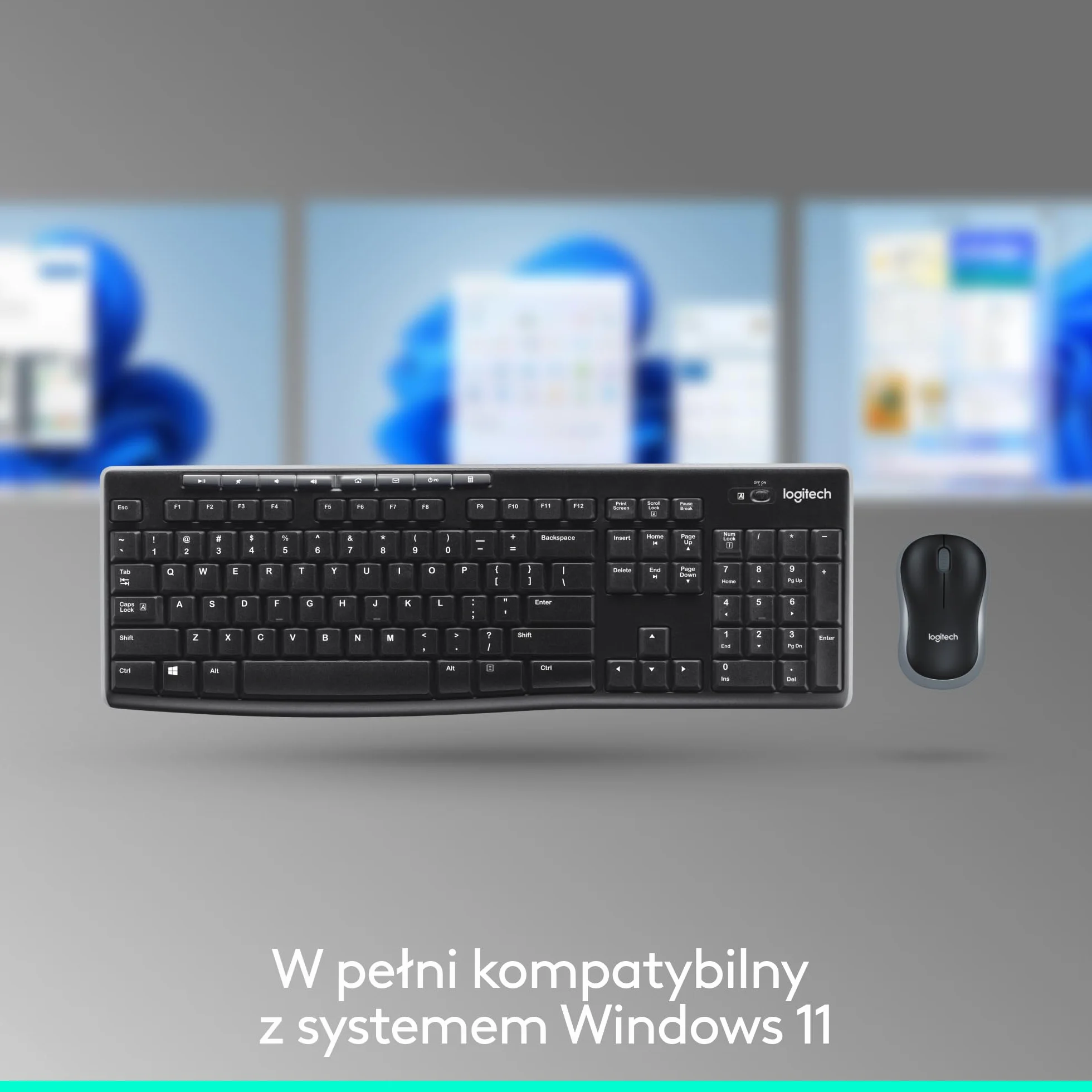 Logitech MK270 Bezprzewodowy Zestaw Klawiatura i Mysz dla Windows, 2,4 GHz, Kompaktowa Myszka, 8 multimedialnych klawiszy skrótowych, bateria 2 lata, dla PC, Laptop, QWERTY układ US Intl - Czarny